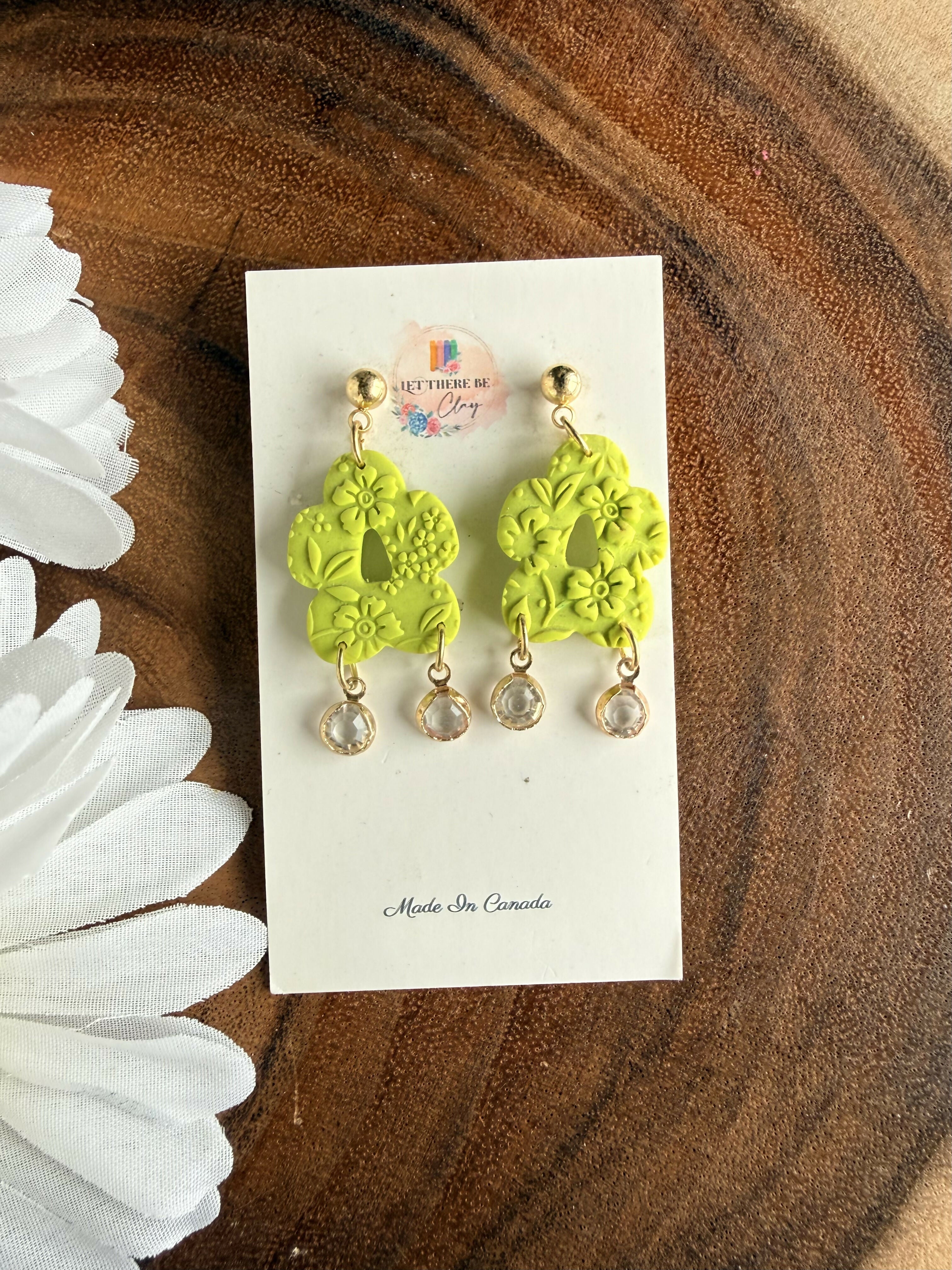 Green Flower Earrings
