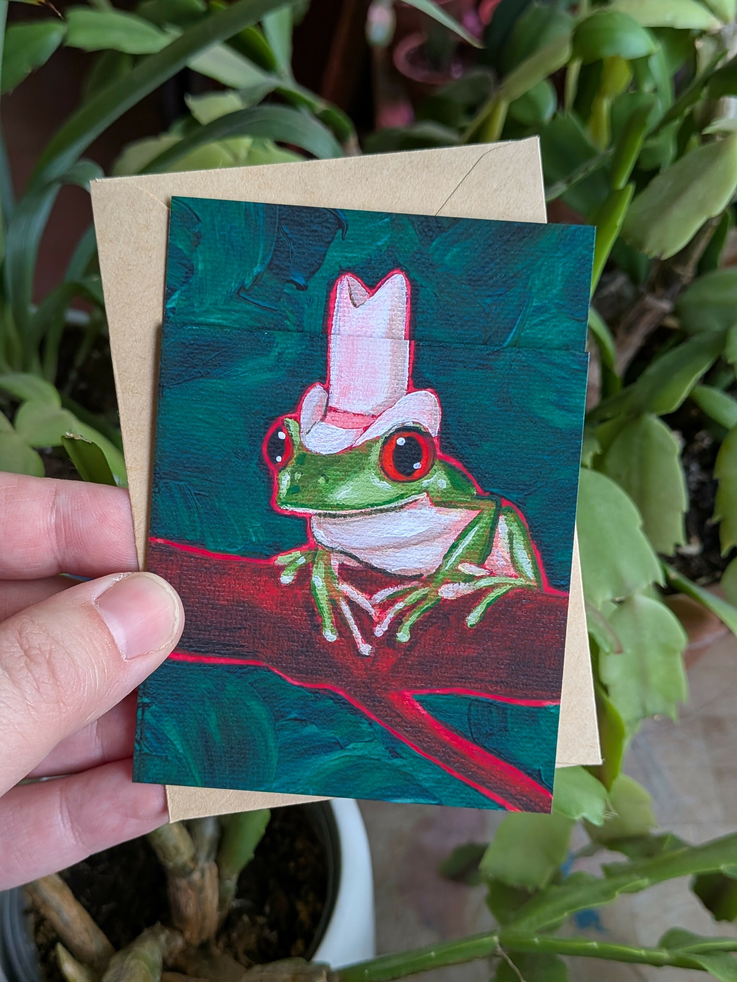 Frog with the Tall Hat Birthday Card