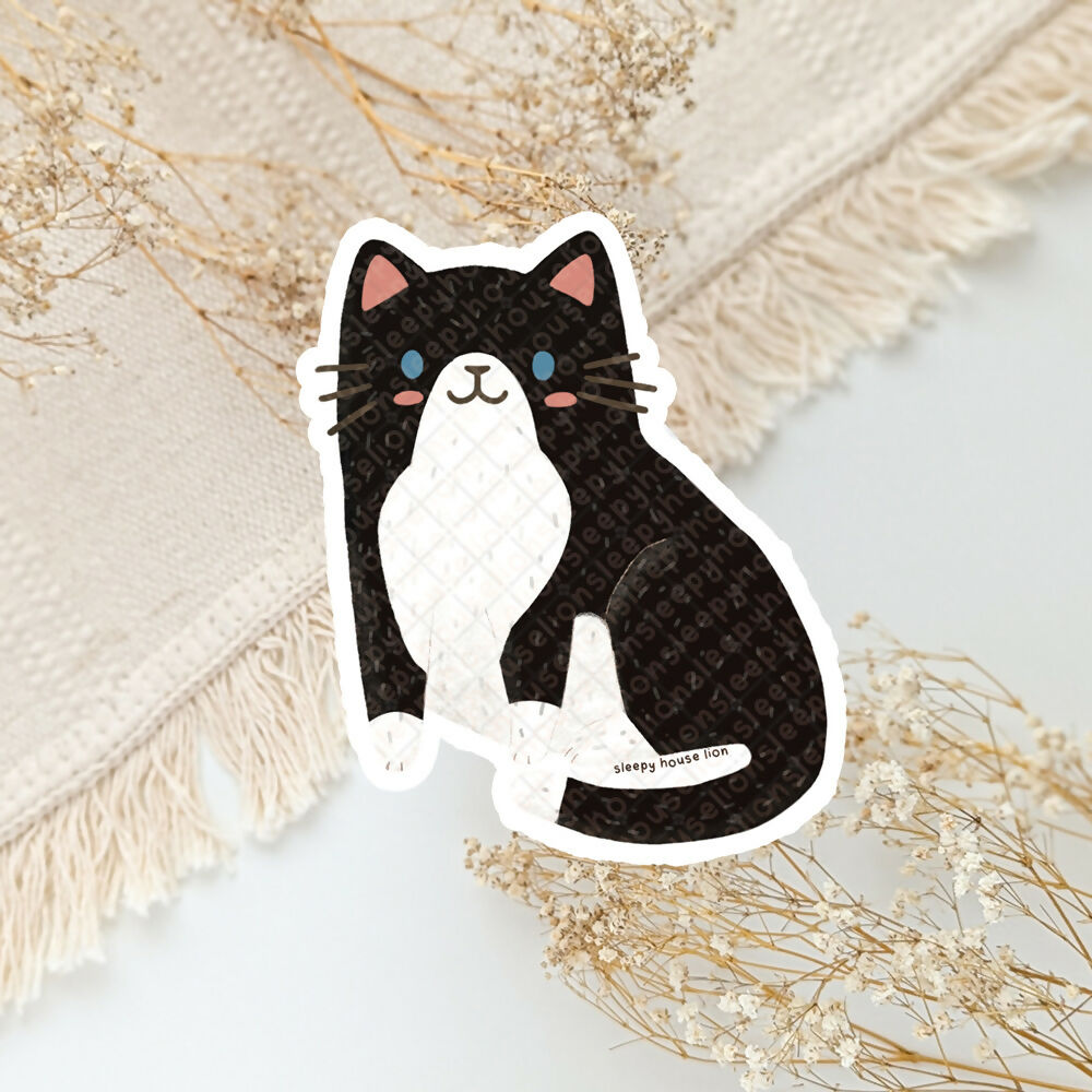 Black Tuxedo Cat Vinyl Sticker