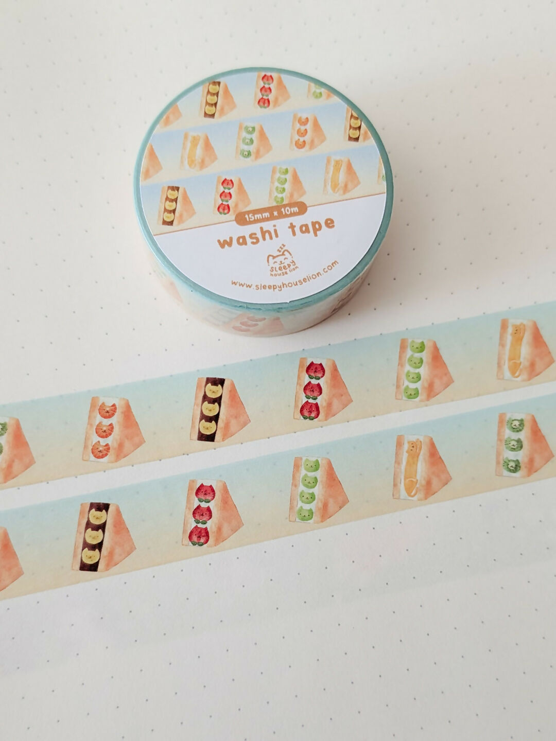 Cat Fruit Sandos Washi Tape