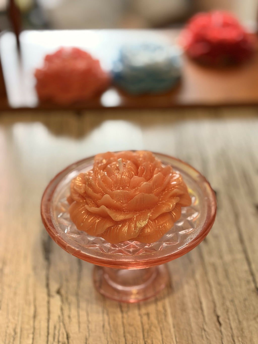 Flower Pillar Candle - Pink