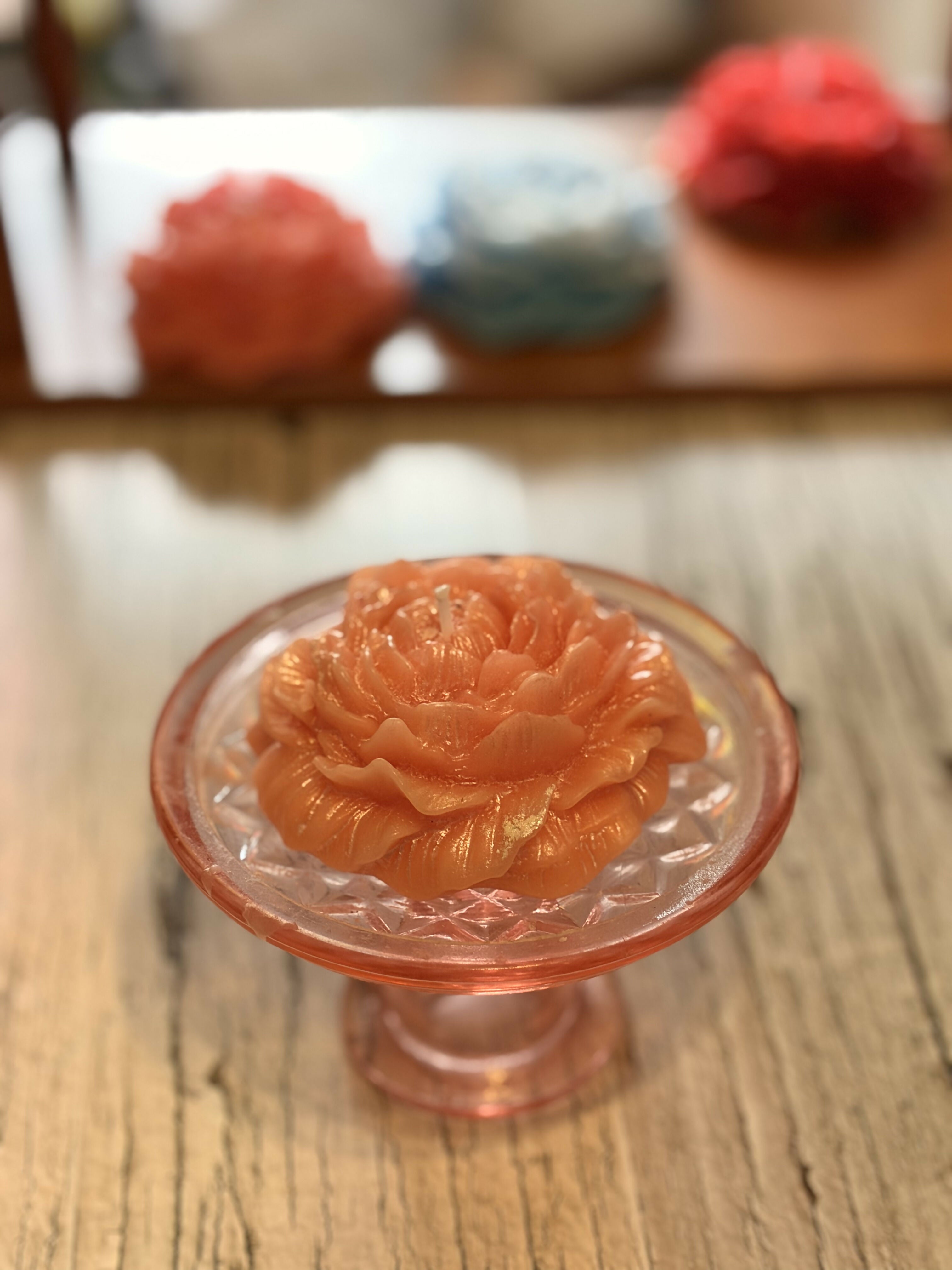 Flower Pillar Candle - Pink