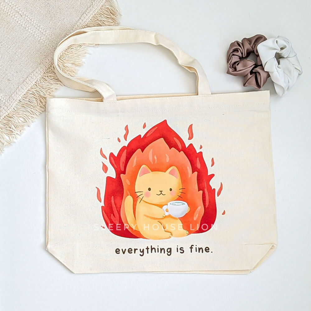 Everything Is Fine Zipper Totebag