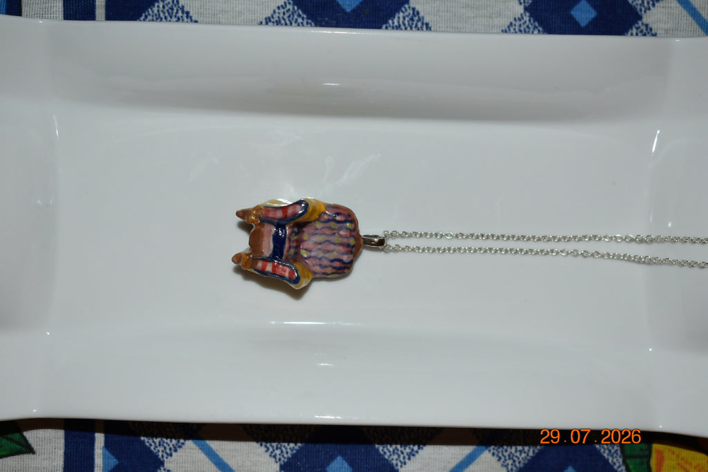 Patterned arm chair pendant pink, blue, yellow