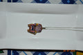 Patterned arm chair pendant pink, blue, yellow