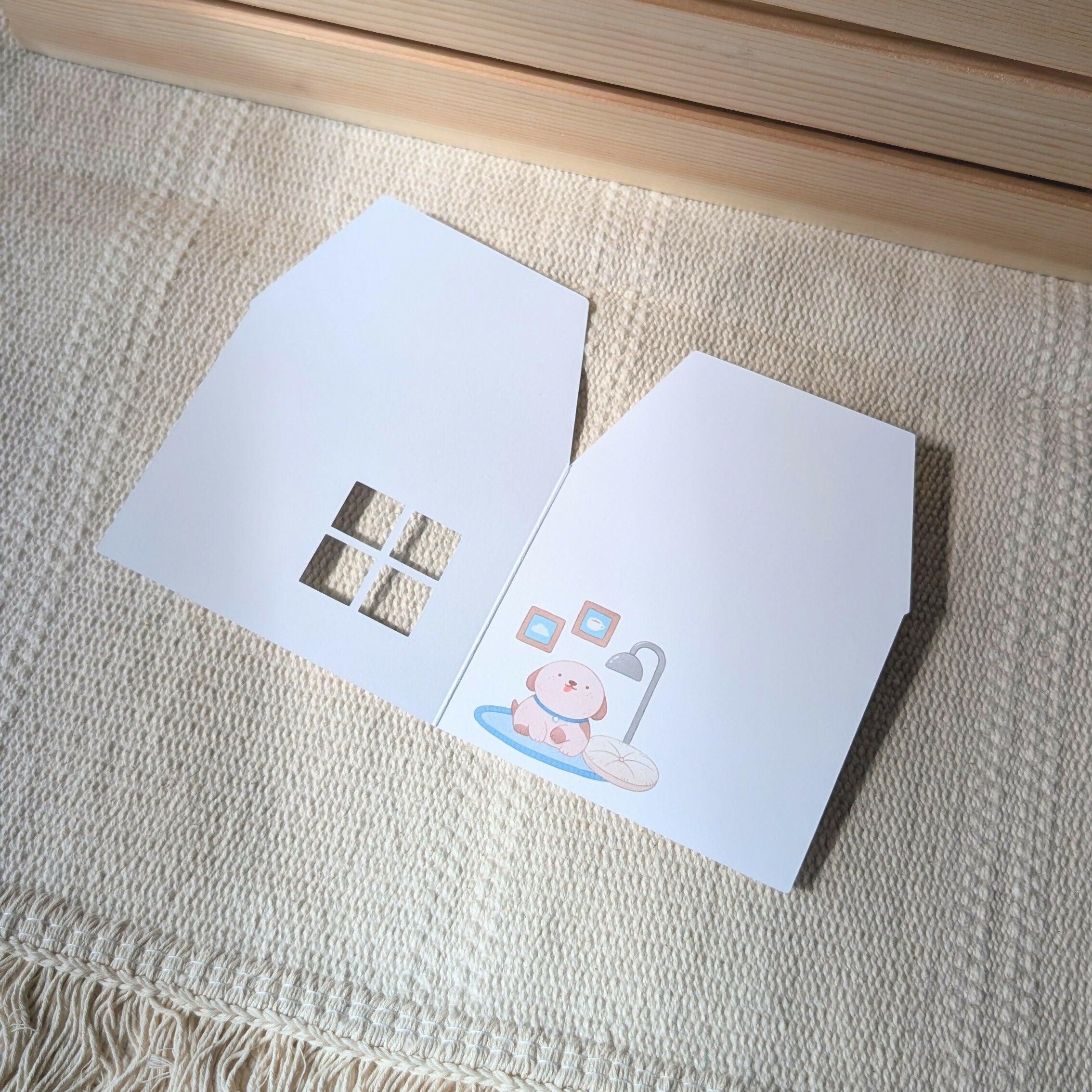 Blue Peekaboo House Greeting Card