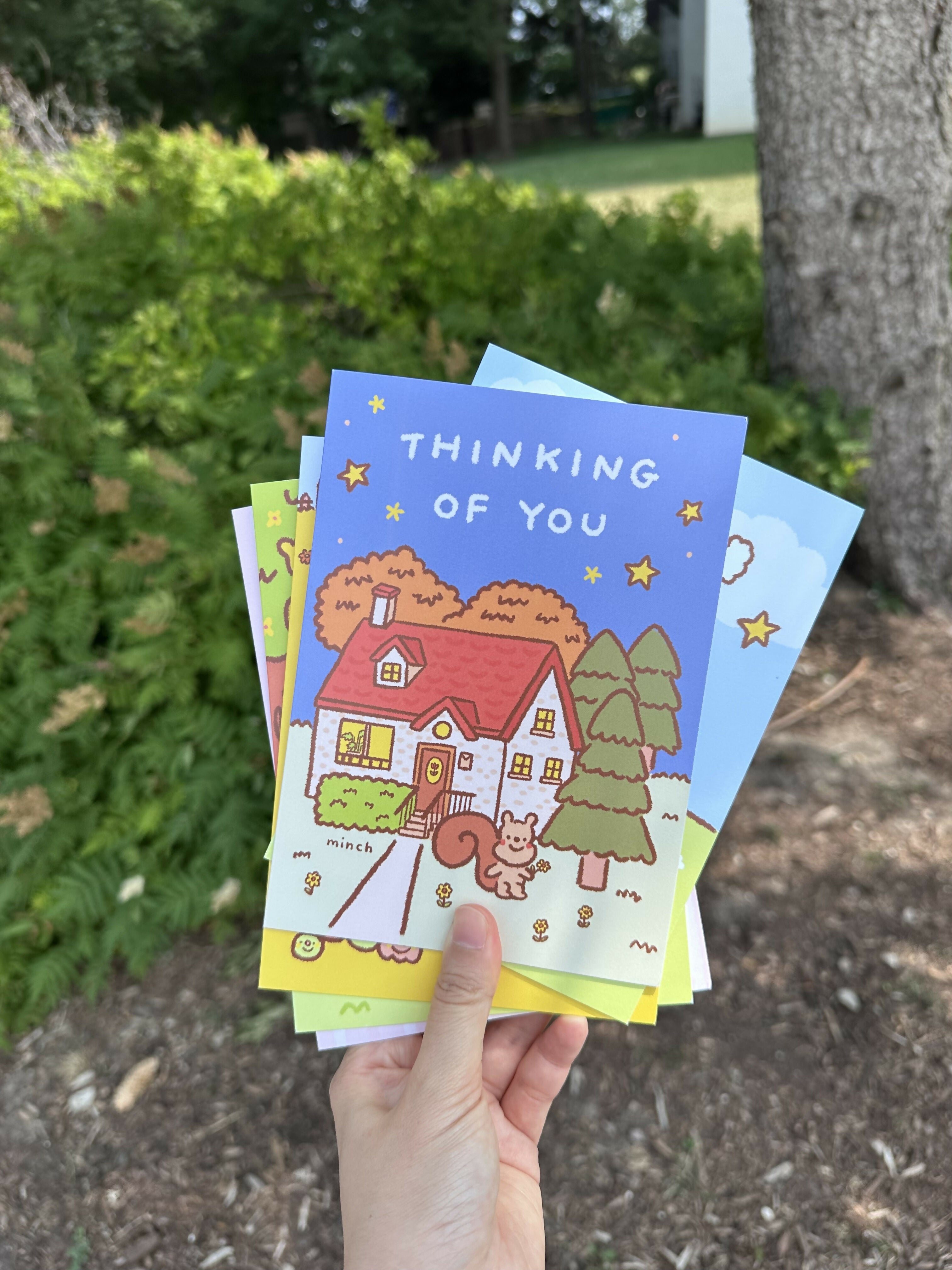 Thinking of You, Just Because, Every Day Squirrel with House Greeting Card