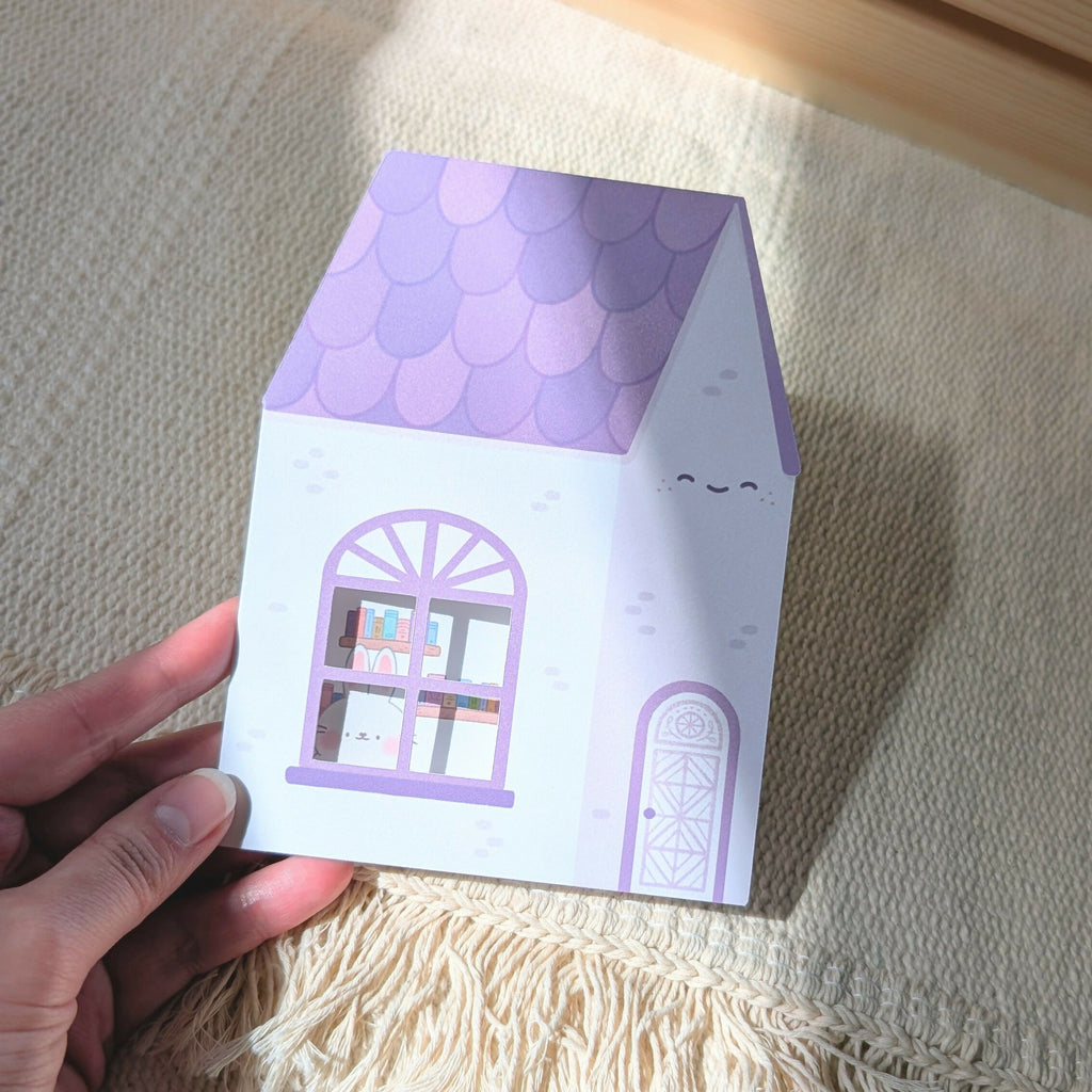 Purple Peekaboo House Greeting Card