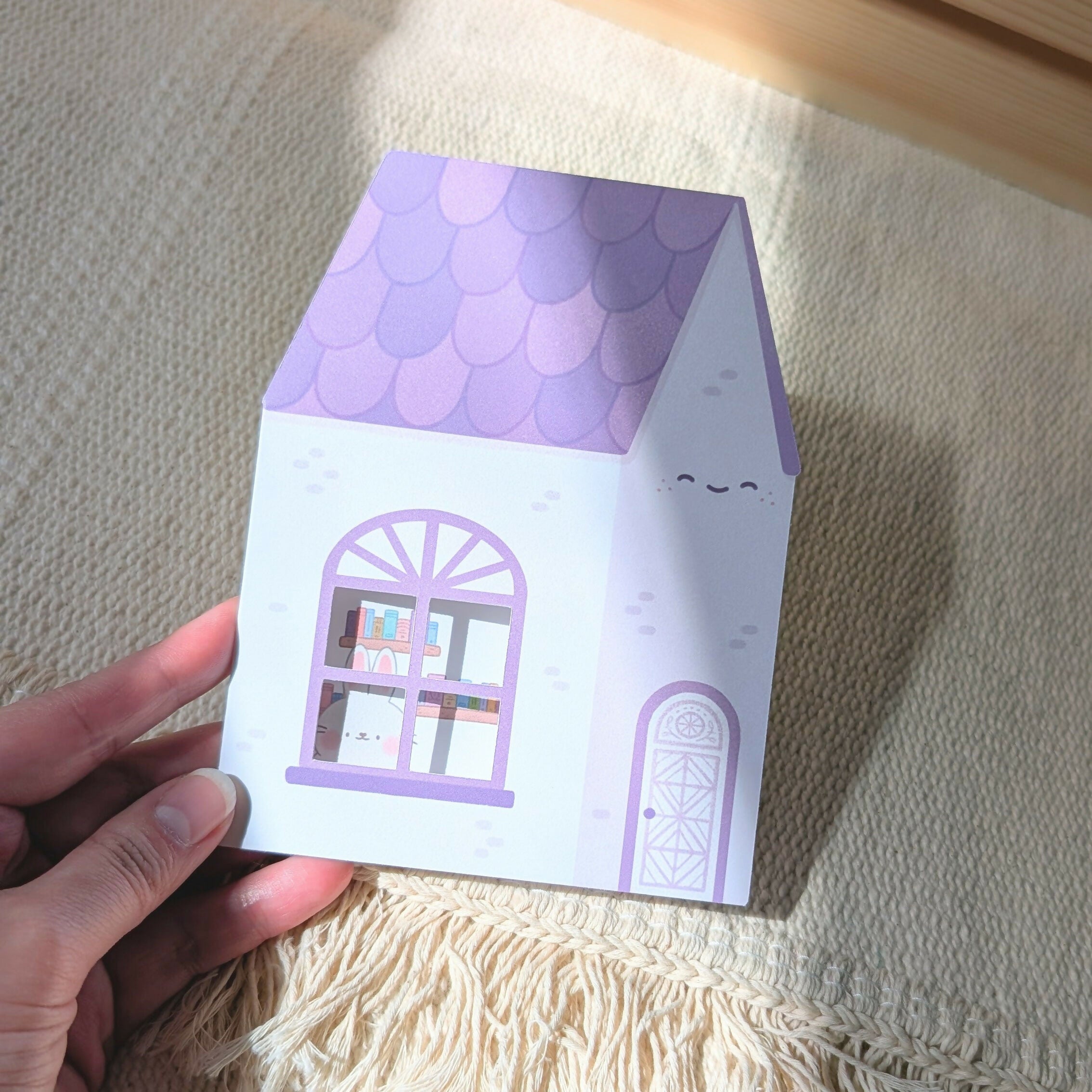 Purple Peekaboo House Greeting Card