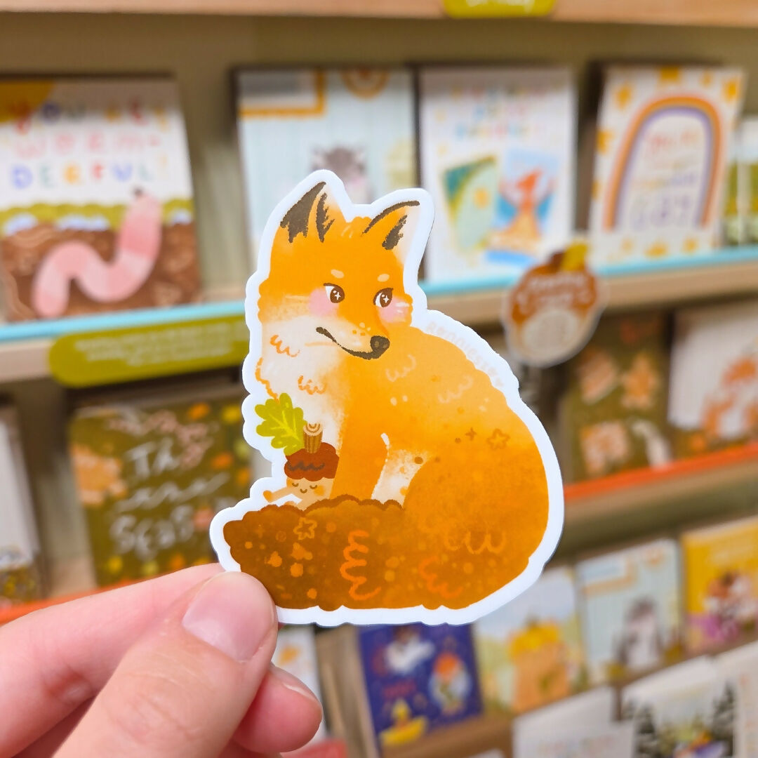 Fox and Acorn Sticker