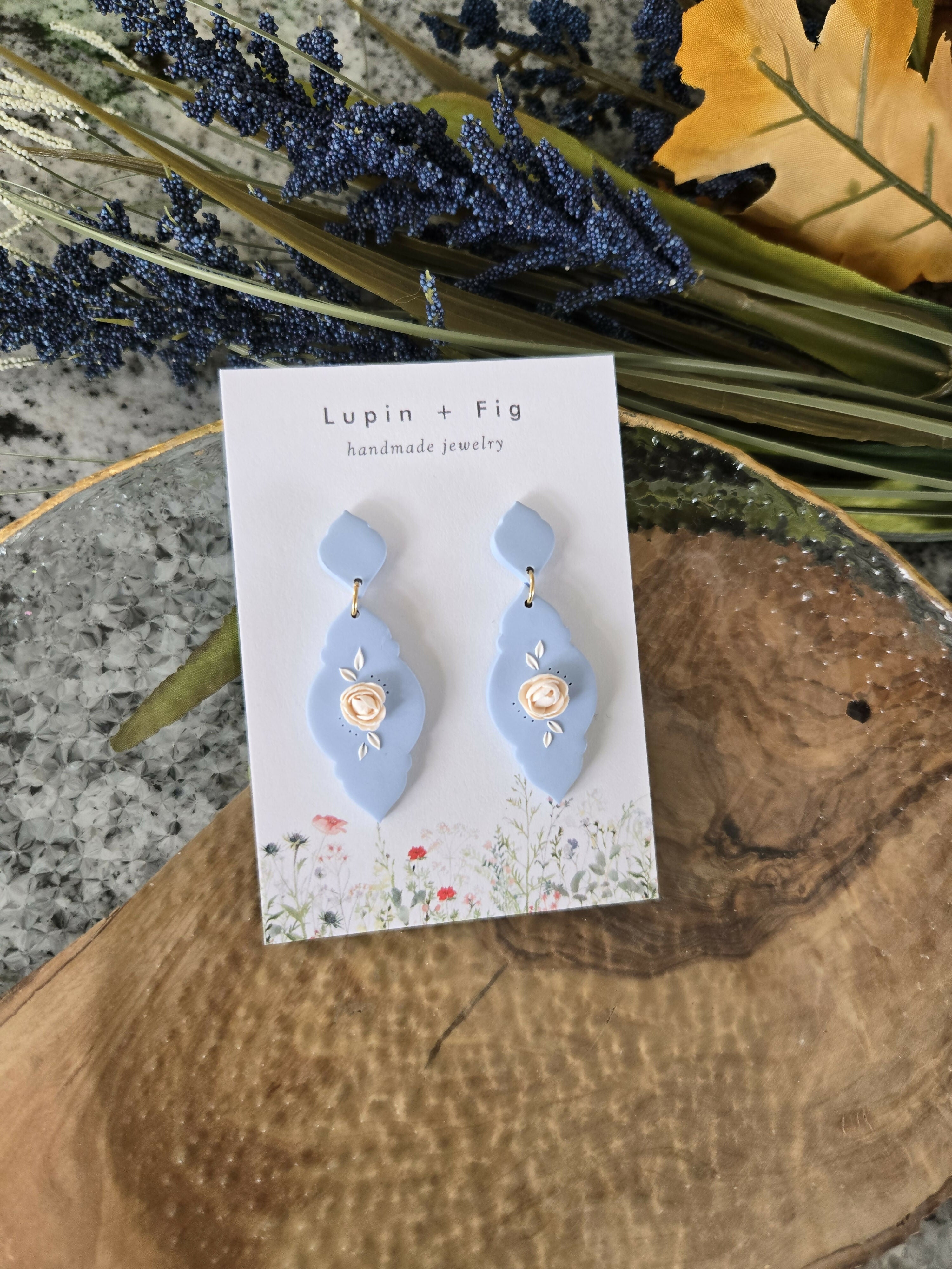Blue Floral Earrings