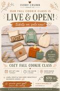 poster of details for ivory crumb cookie co.'s Fall Cookie Class on Sep 24, 2026.