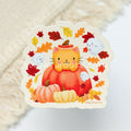 Pumpkin Ghosts Cat Vinyl Sticker