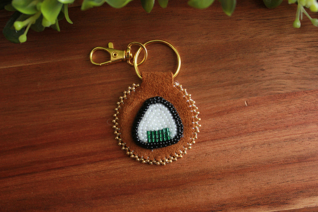 Onigiri Rice Ball on hide keychain