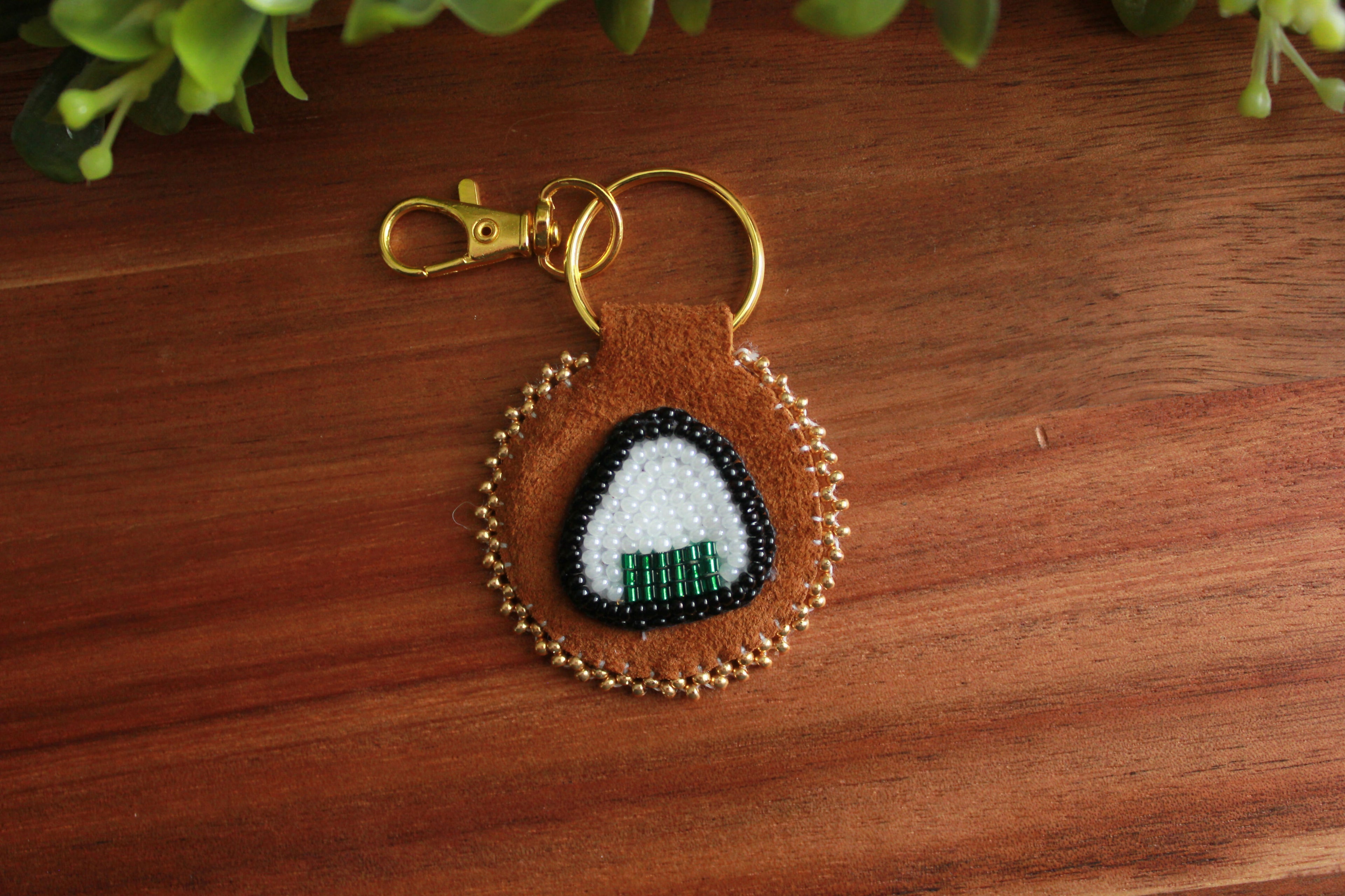Onigiri Rice Ball on hide keychain