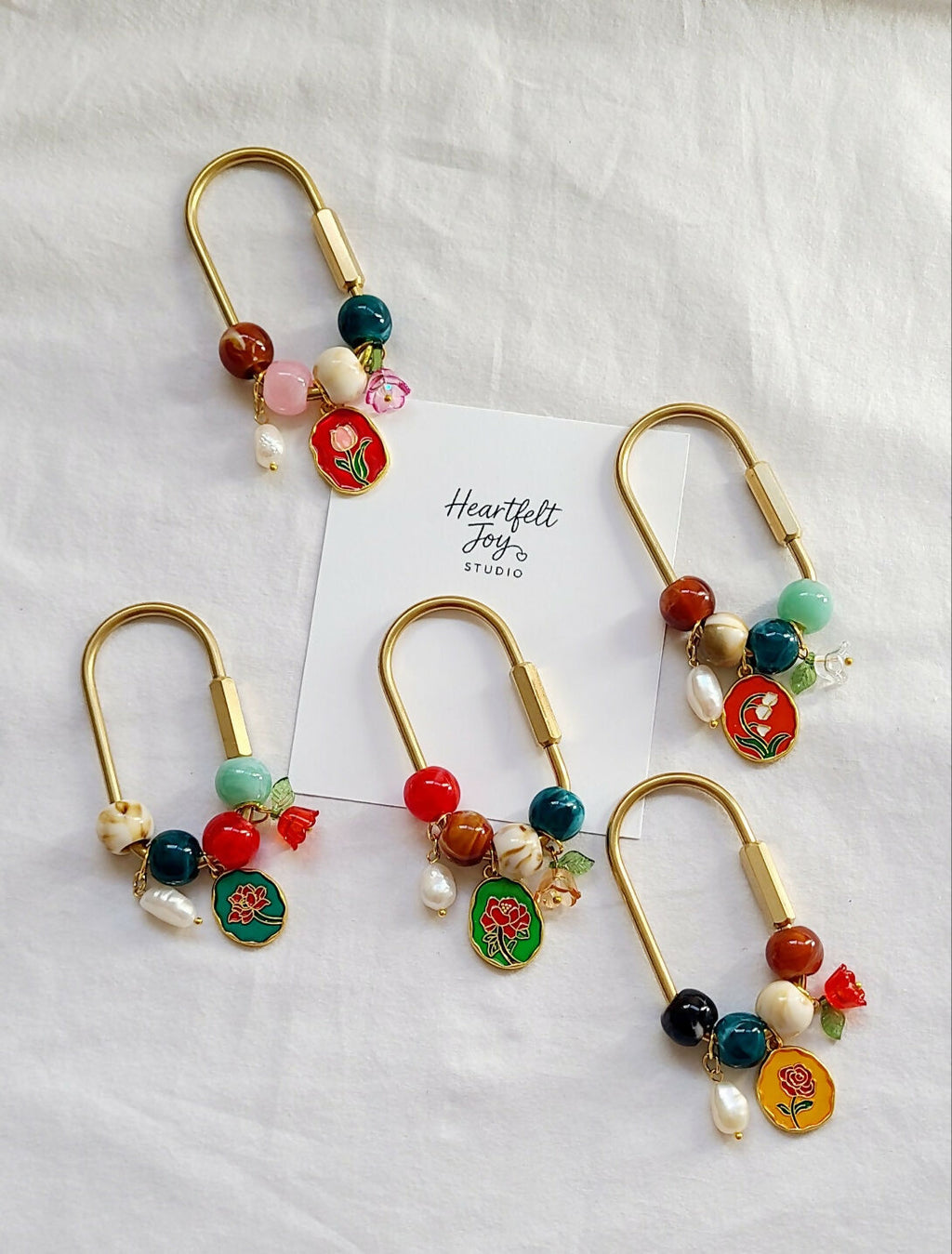 Floral Brass Screw Lock Bag Charm