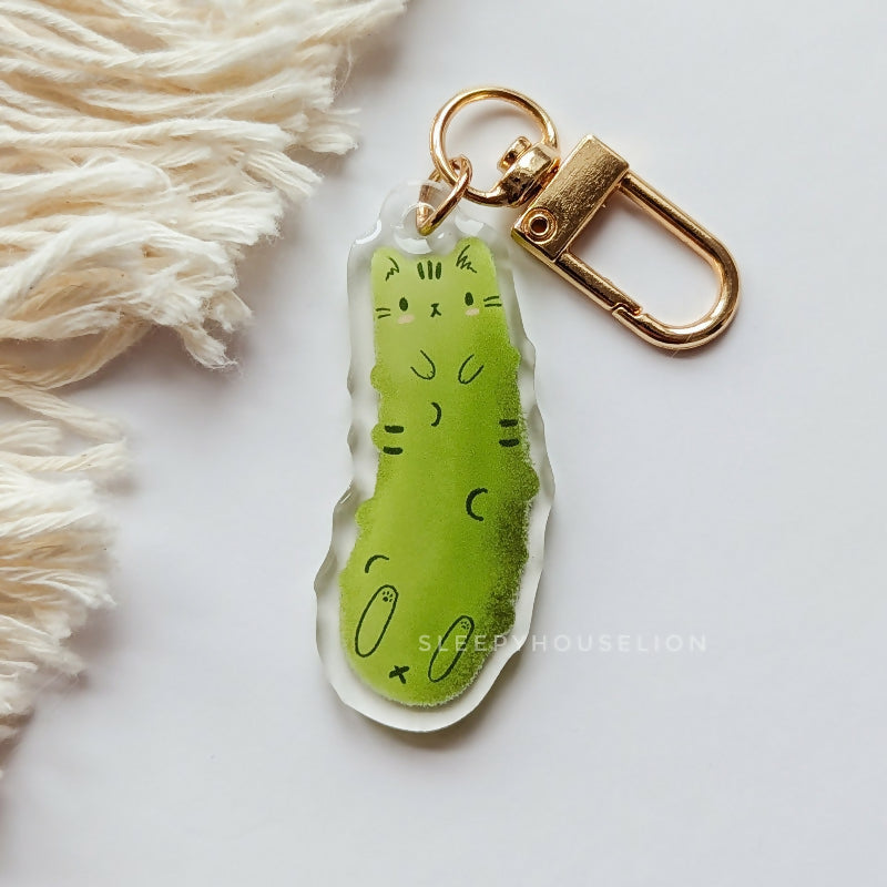 Pickle Cat Keychain