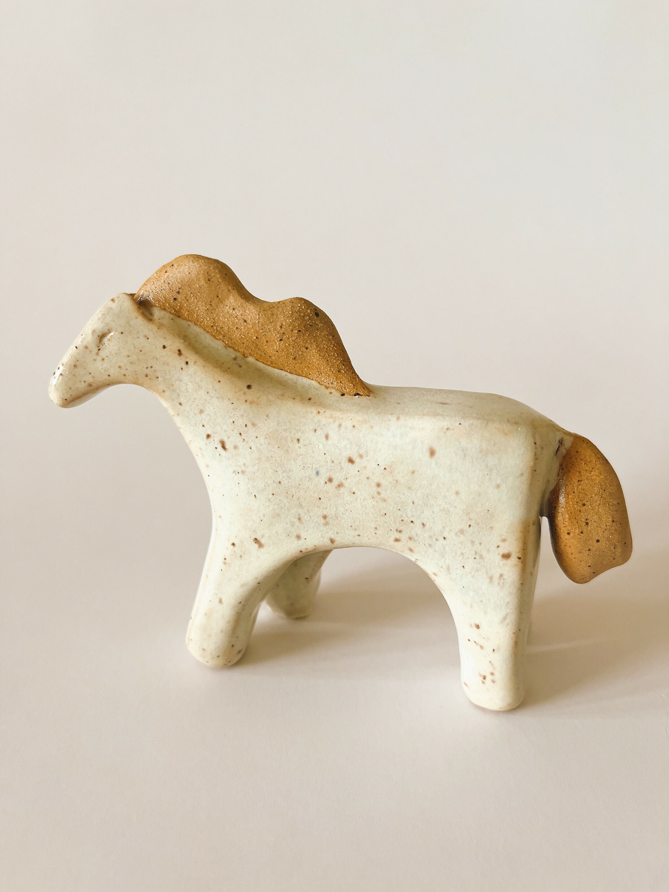 Handcrafted Ceramic Twin Ponies (Black-n-White)
