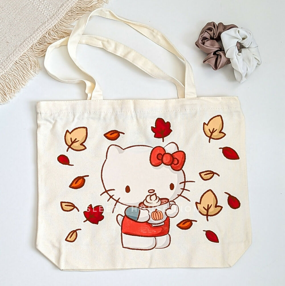 Pumpkin Spice Cat Zipper Totebag