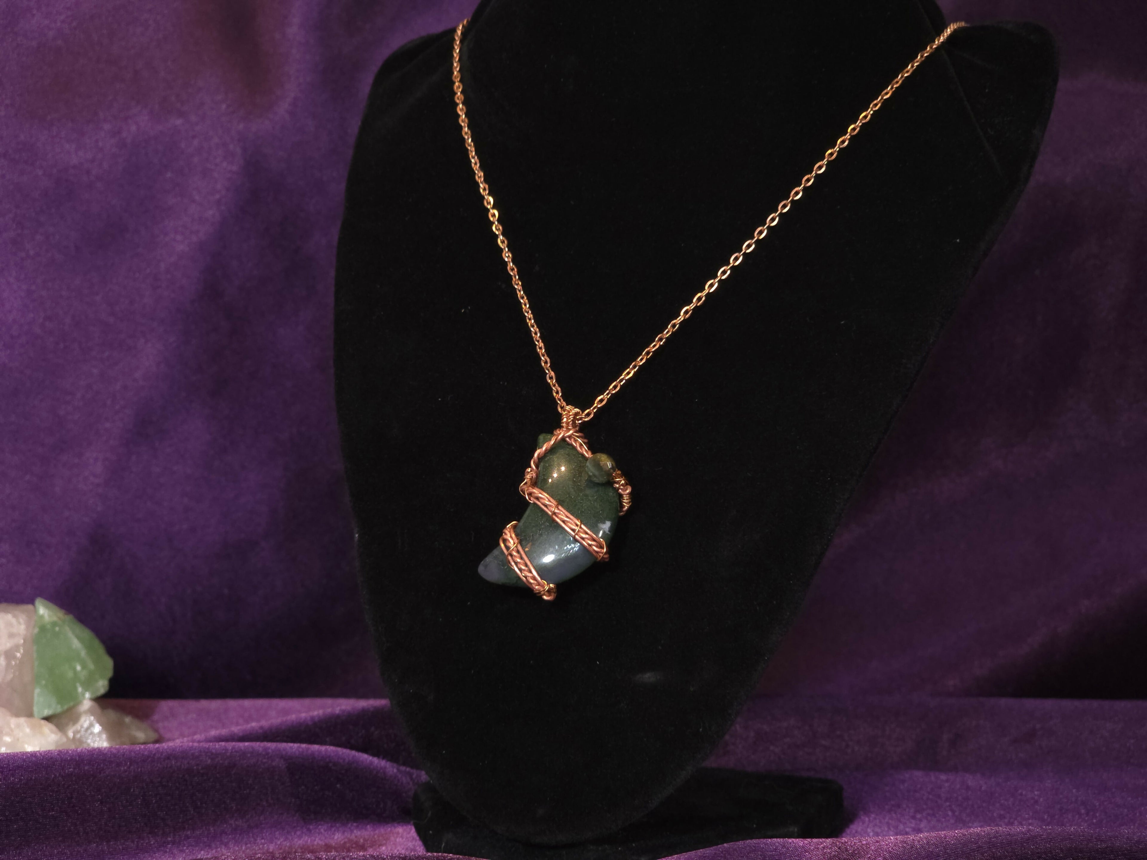 Moss Agate Crescent Moon Necklace