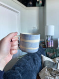 Large blue striped mug