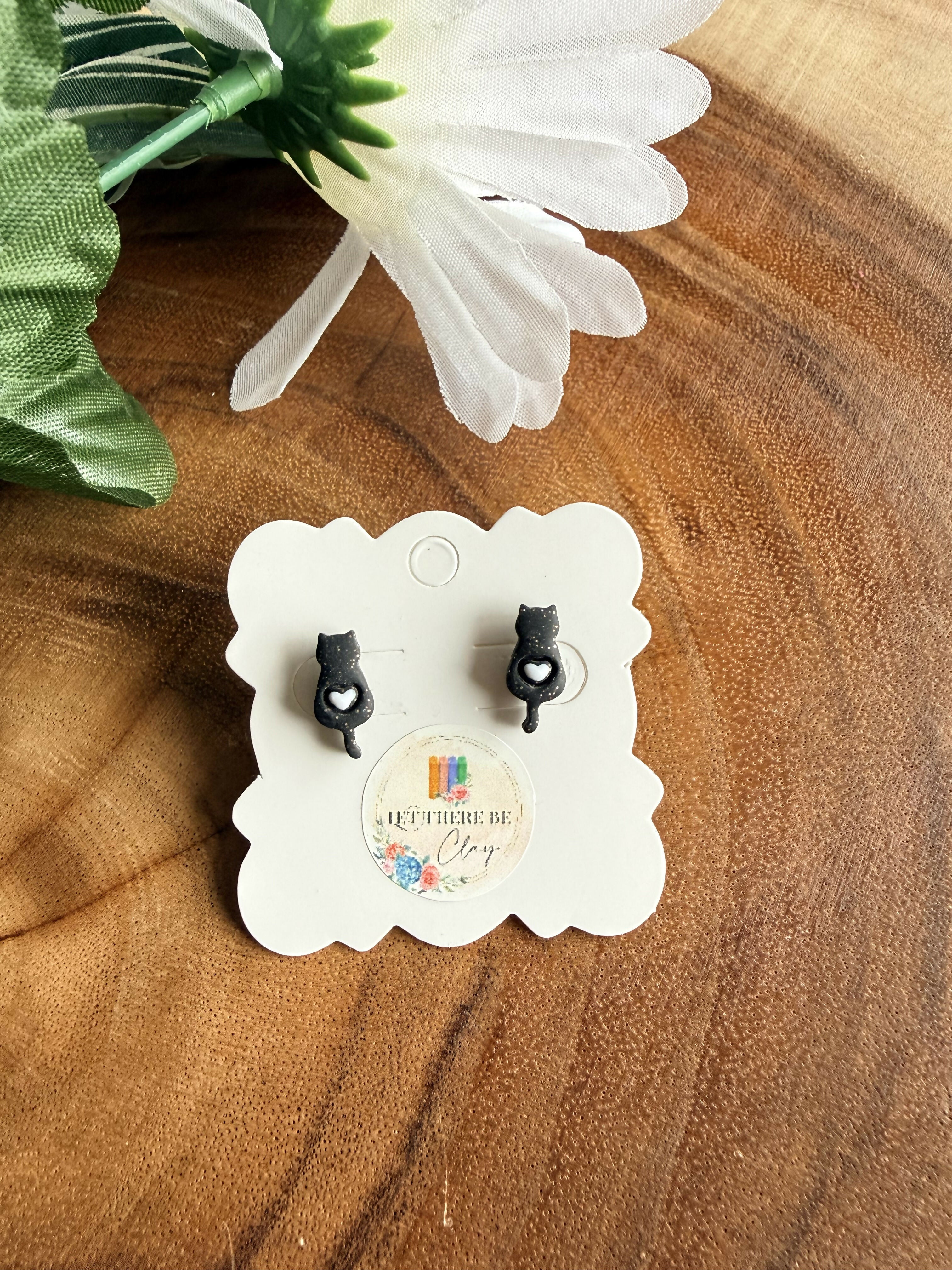 Sparkle Black Cat Studs
