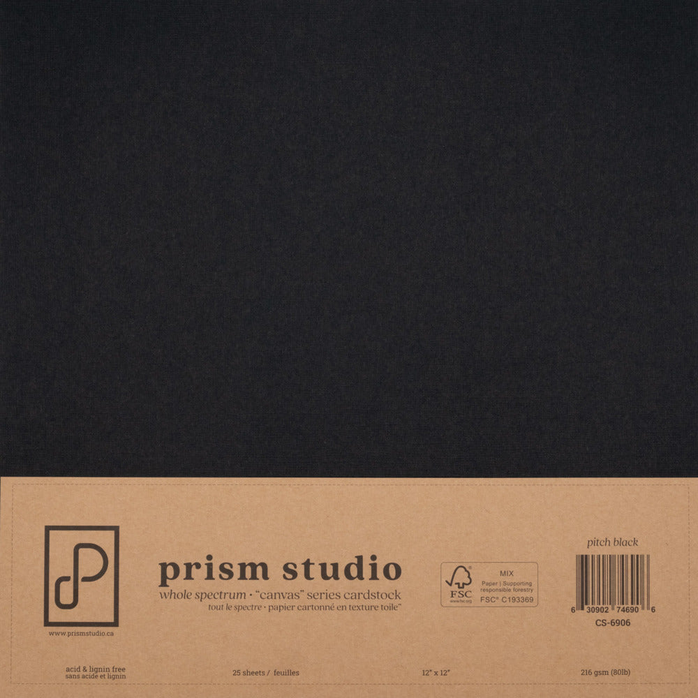 Prism Studio 12X12 Whole Spectrum "Canvas" Series Textured Cardstock Multi-Pack, Full Collection (25 Sheets)