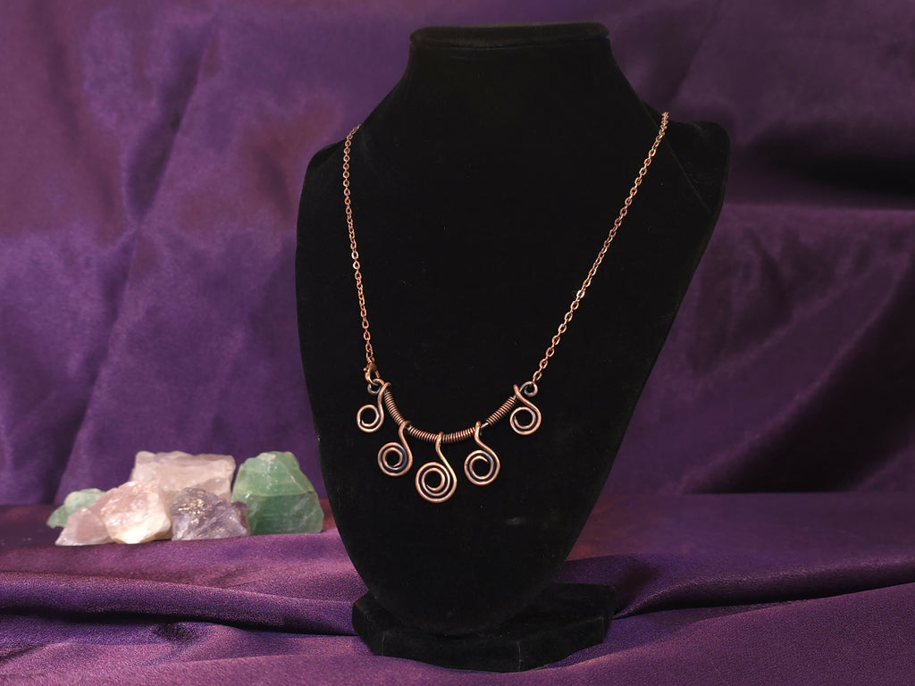 Copper Spiral Waves Necklace