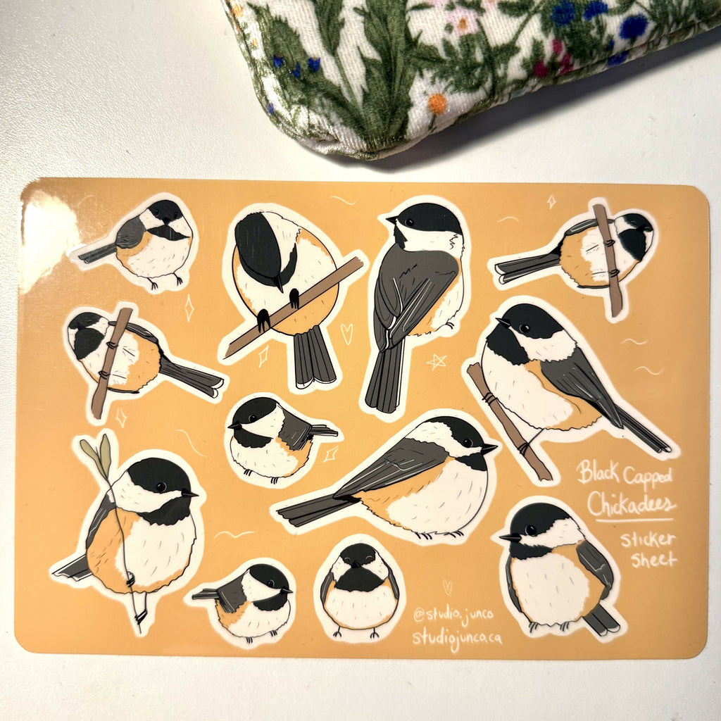 Black-Capped Chickadees Vinyl Sticker Sheet