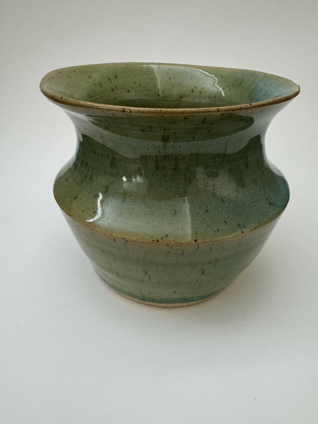Green speckled vase