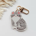 Light Grey Tuxedo Tabby Cat Keychain