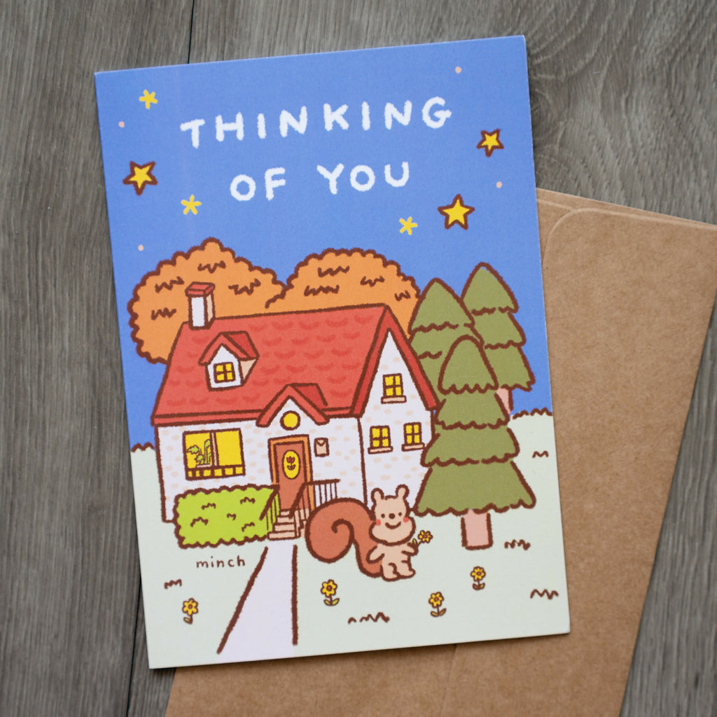 Thinking of You, Just Because, Every Day Squirrel with House Greeting Card