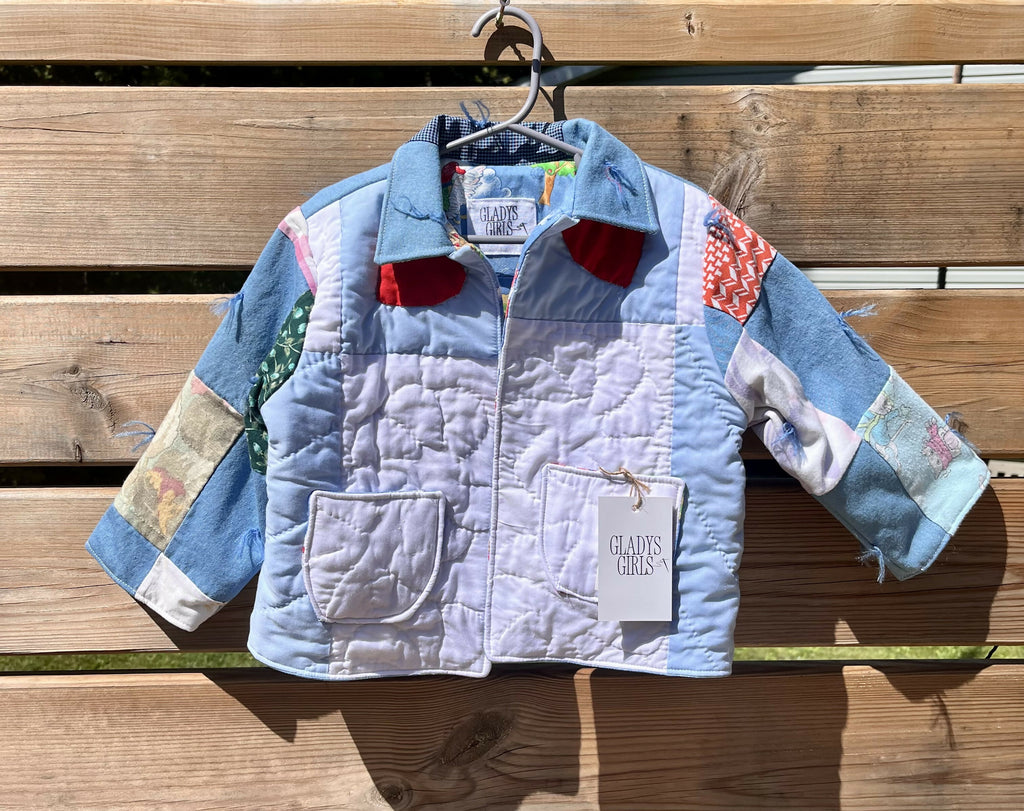 Blue Patchwork Storybook Kids Coat