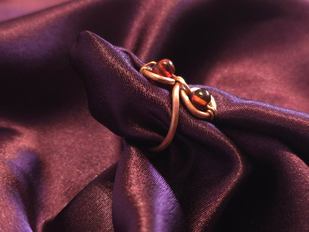 Amber Copper Ring
