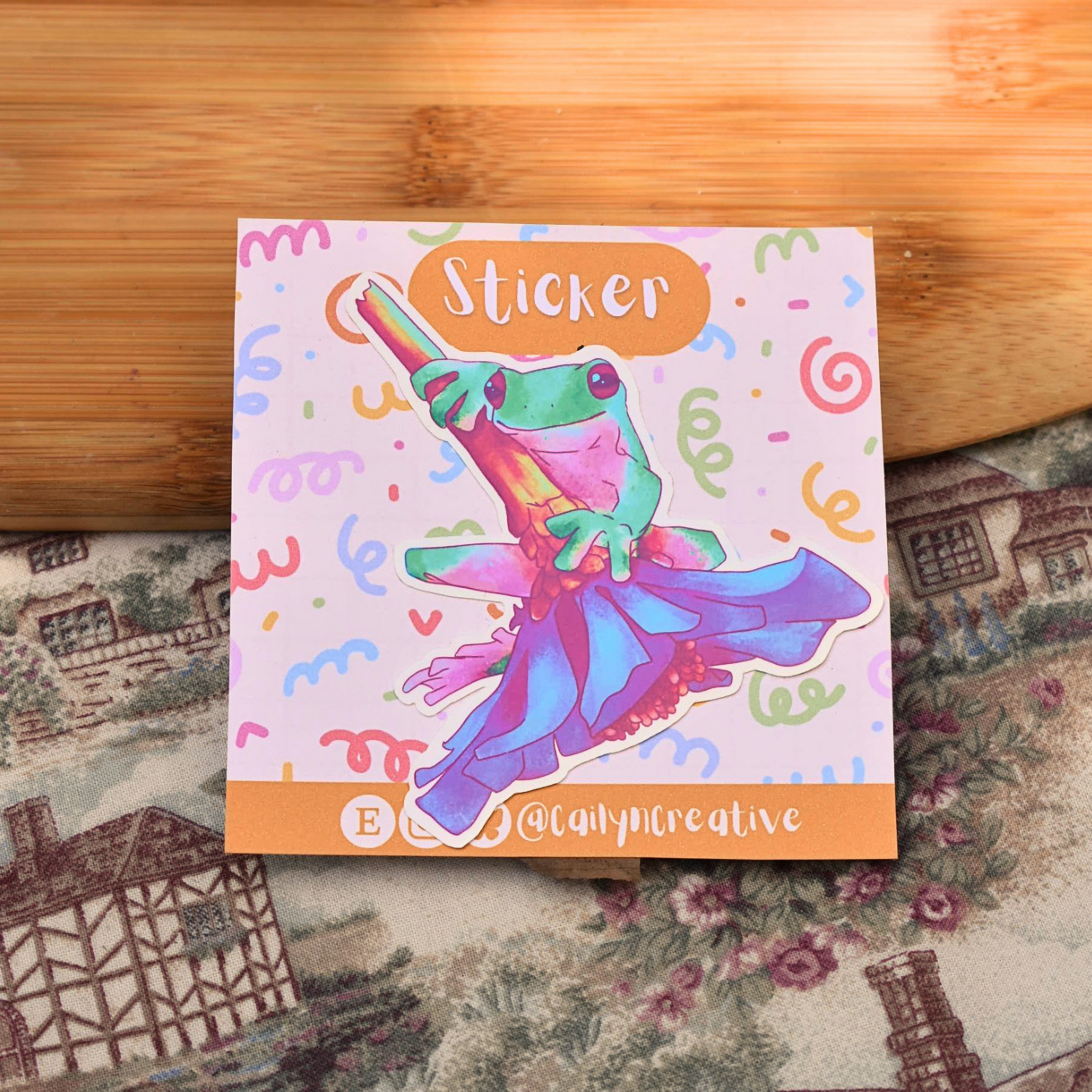 Holo Flower Frog Sticker