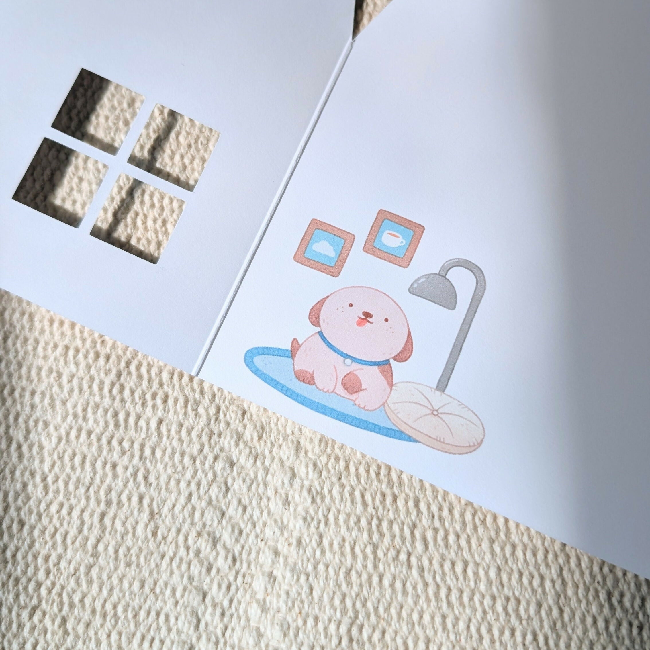 Blue Peekaboo House Greeting Card