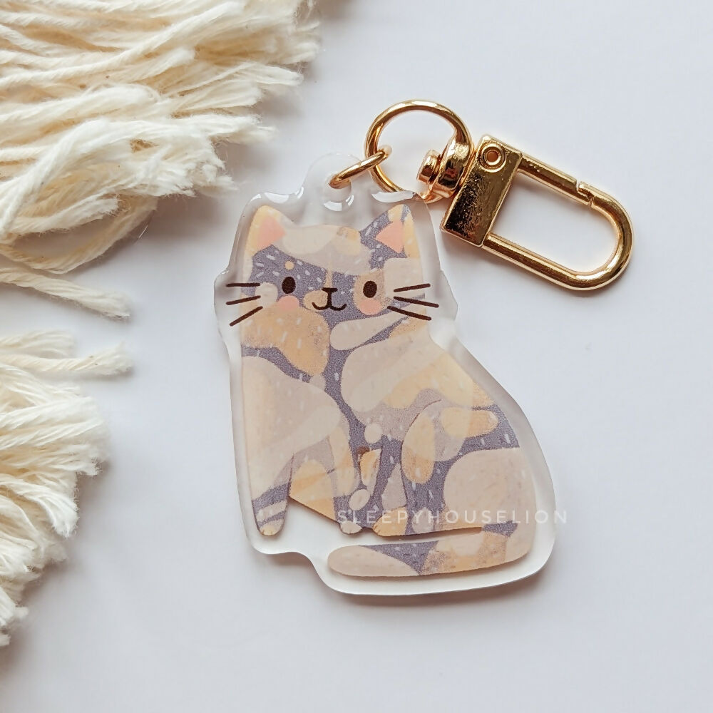 Dilute Tortoiseshell Cat Keychain