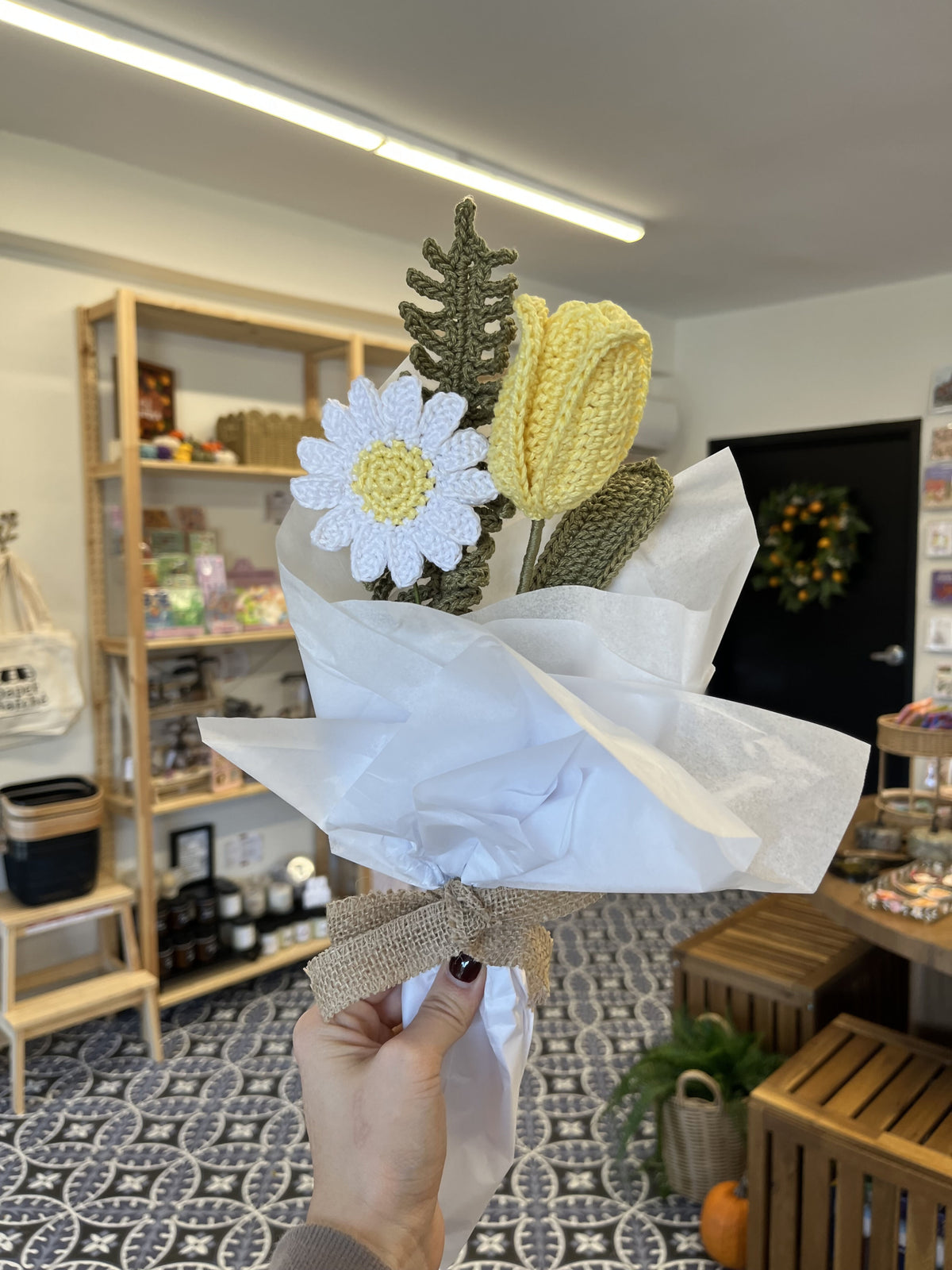 Sunny Daisy Crochet Bouquet