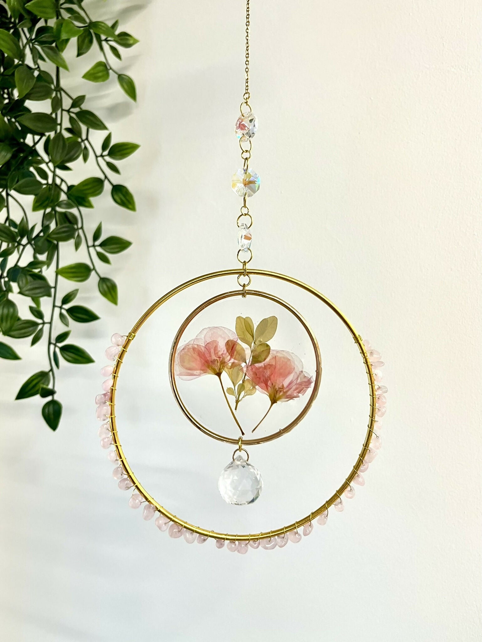 Pressed Flower Suncatcher - Pink