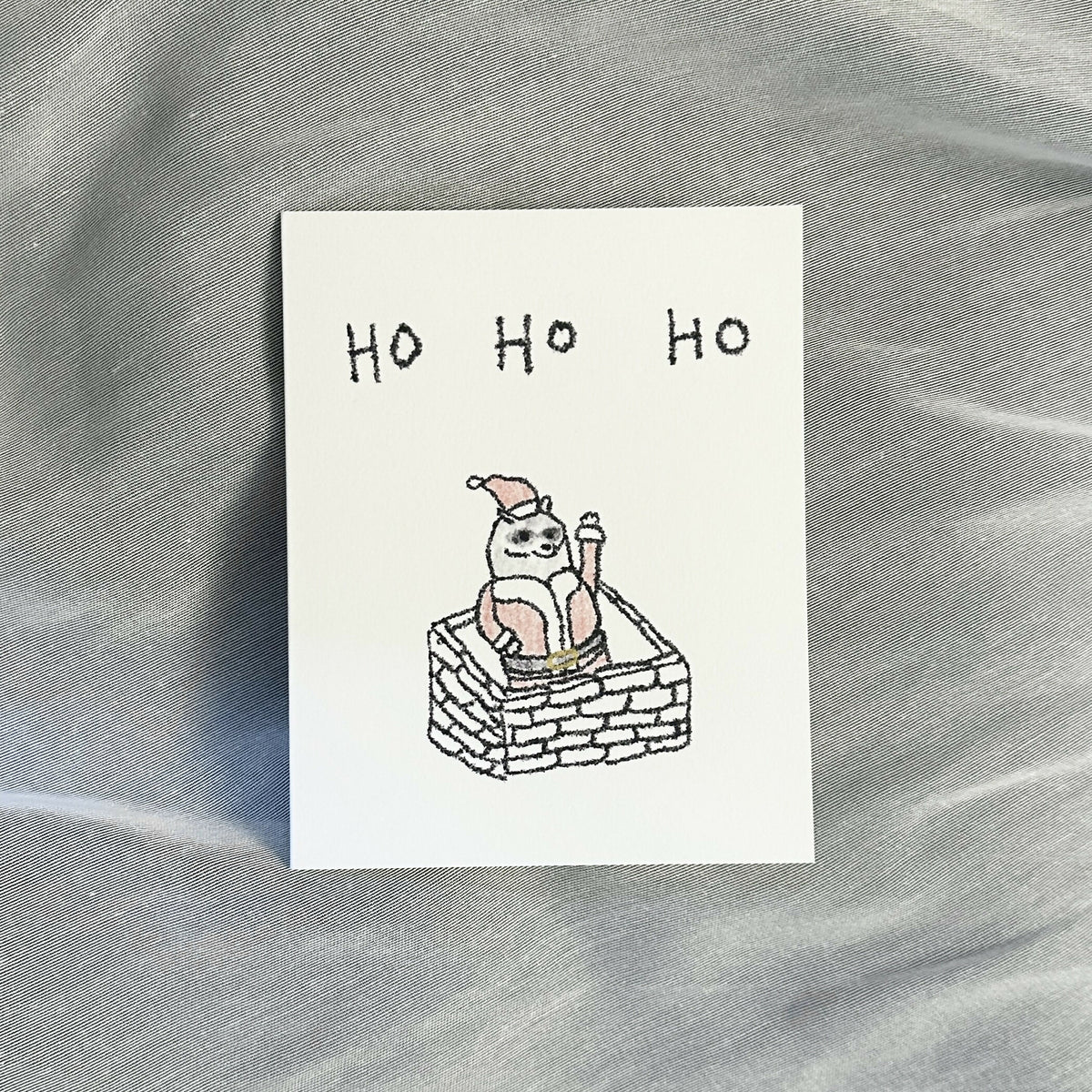 ho ho ho card - raccoon (colour)