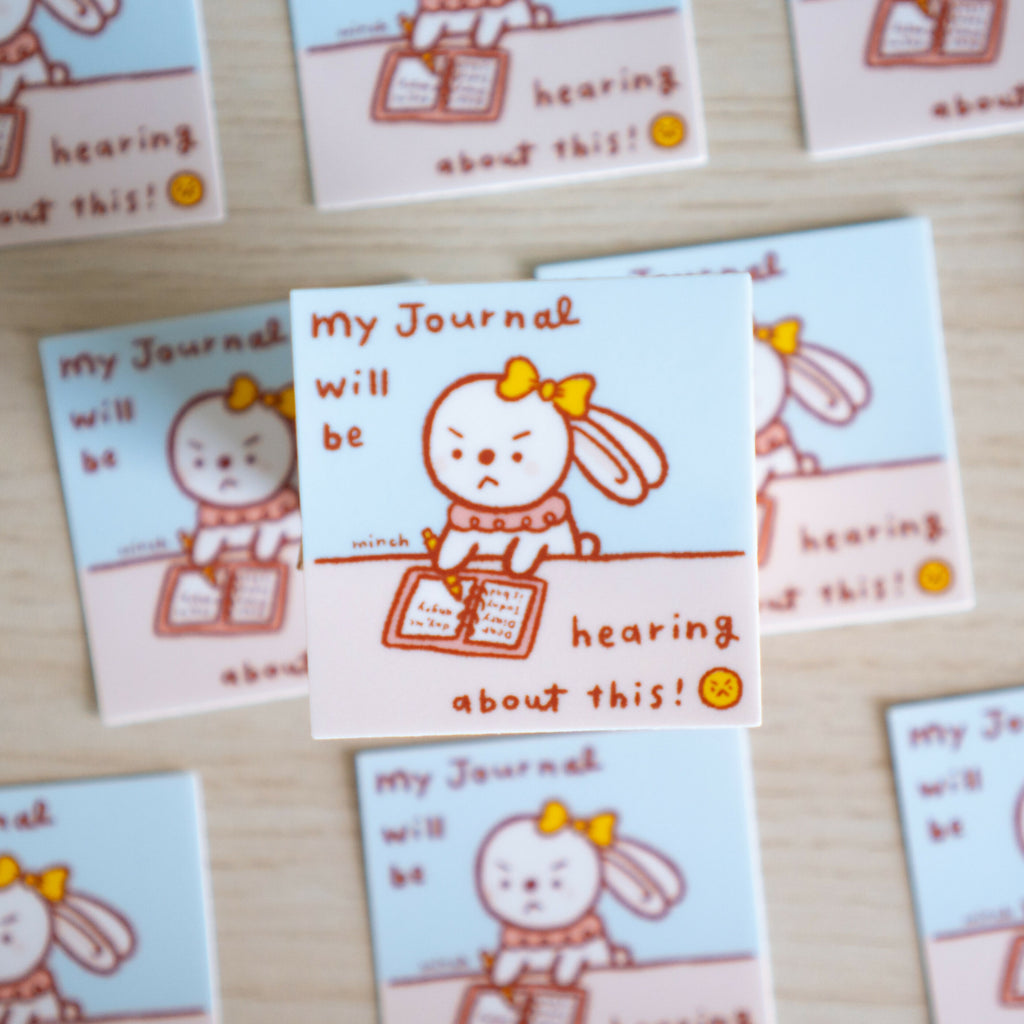Angry Journaling Bunny Die Cut Sticker