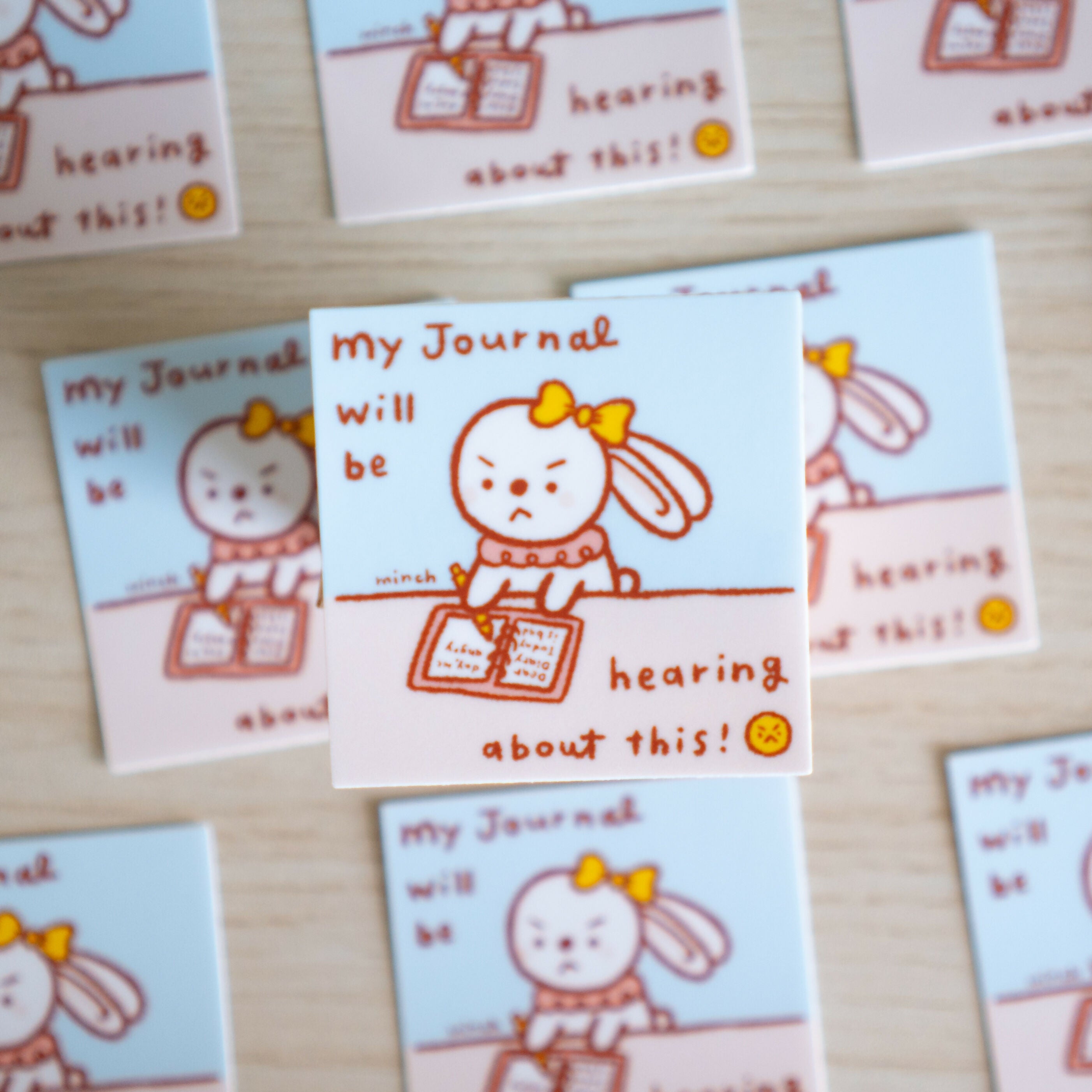 Angry Journaling Bunny Die Cut Sticker