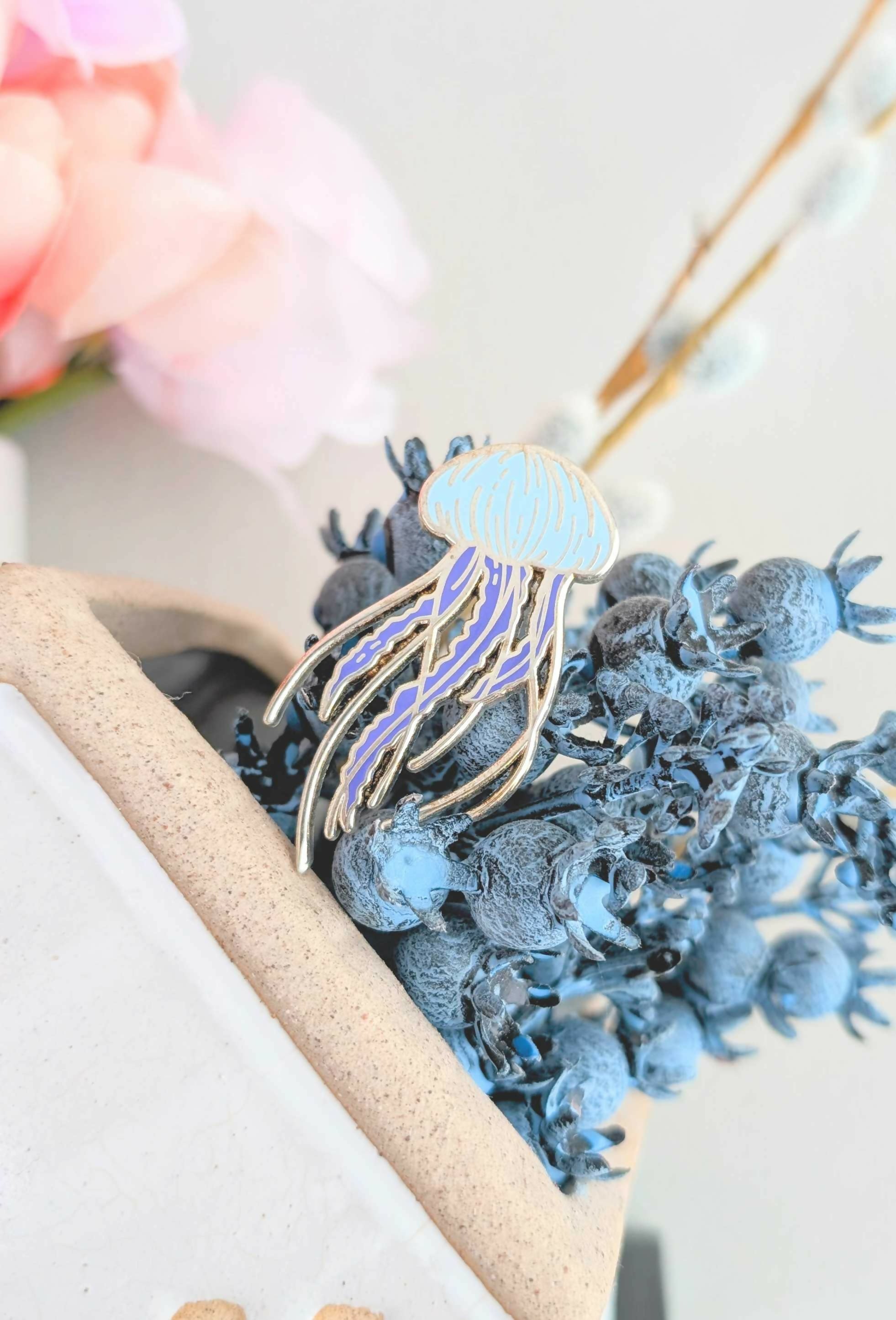 Blue Jellyfish Enamel Pin