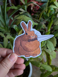 Rabbit with a Knife Vinyl Sticker