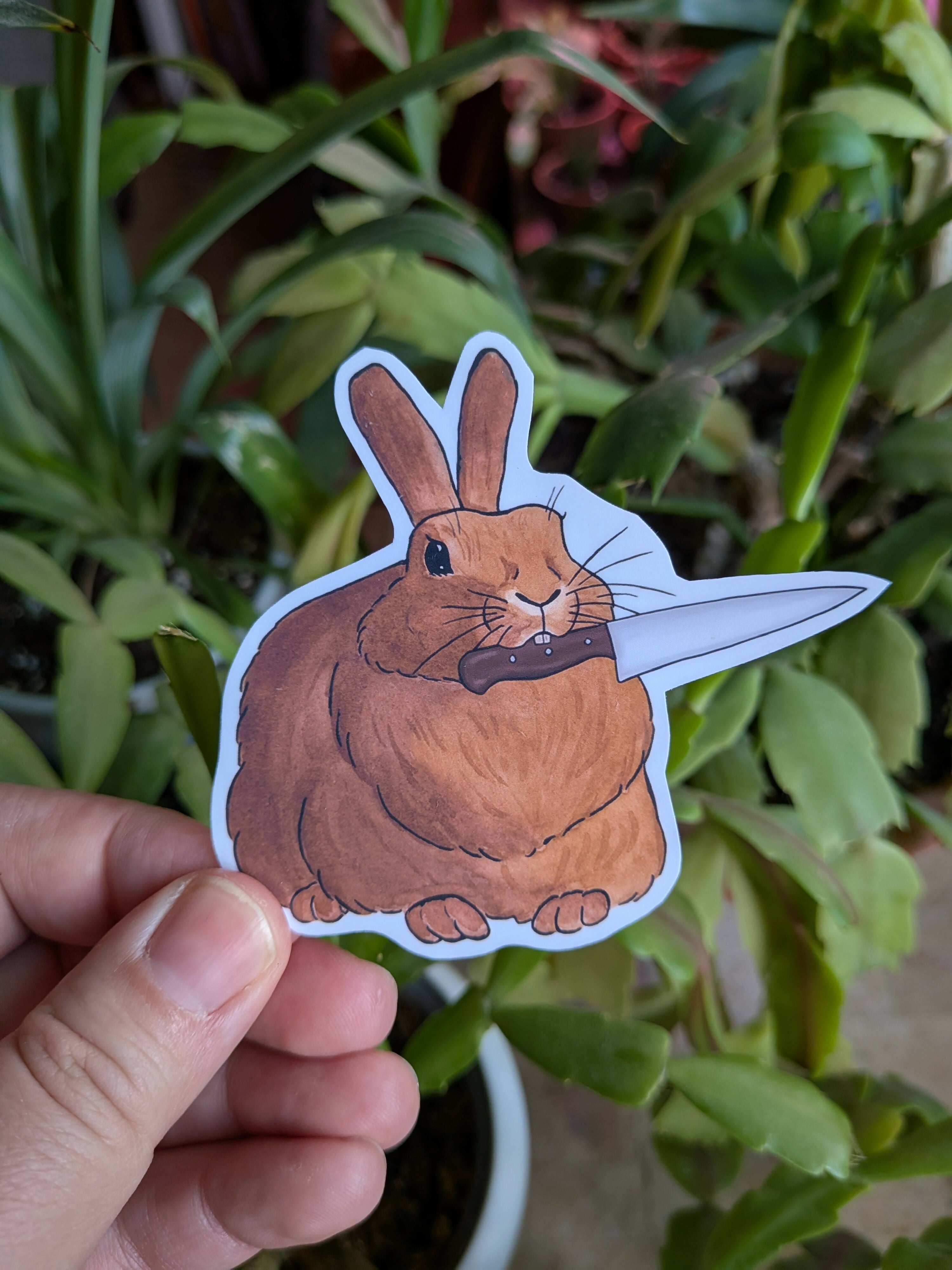 Rabbit with a Knife Vinyl Sticker