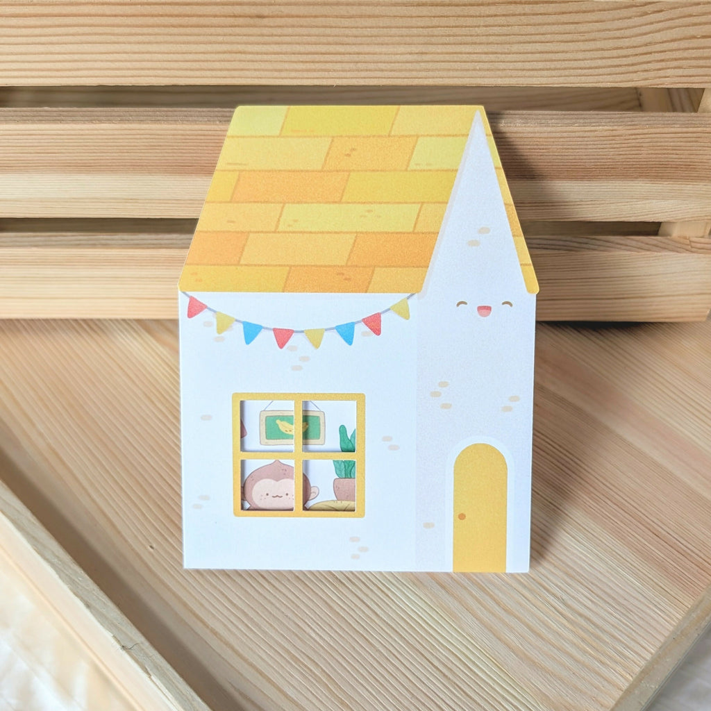 Yellow Peekaboo House Greeting Card