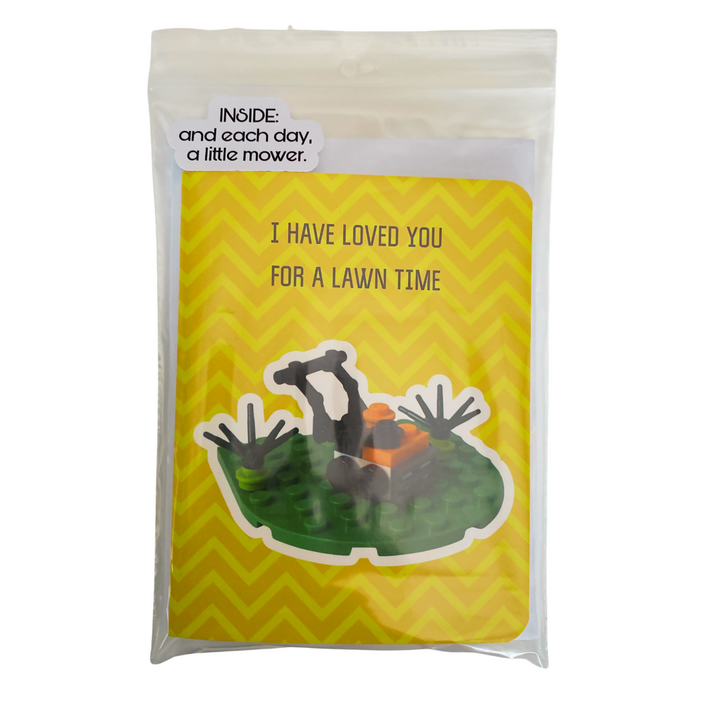 "I have loved you for a LAWN time" ~ Card with Lego