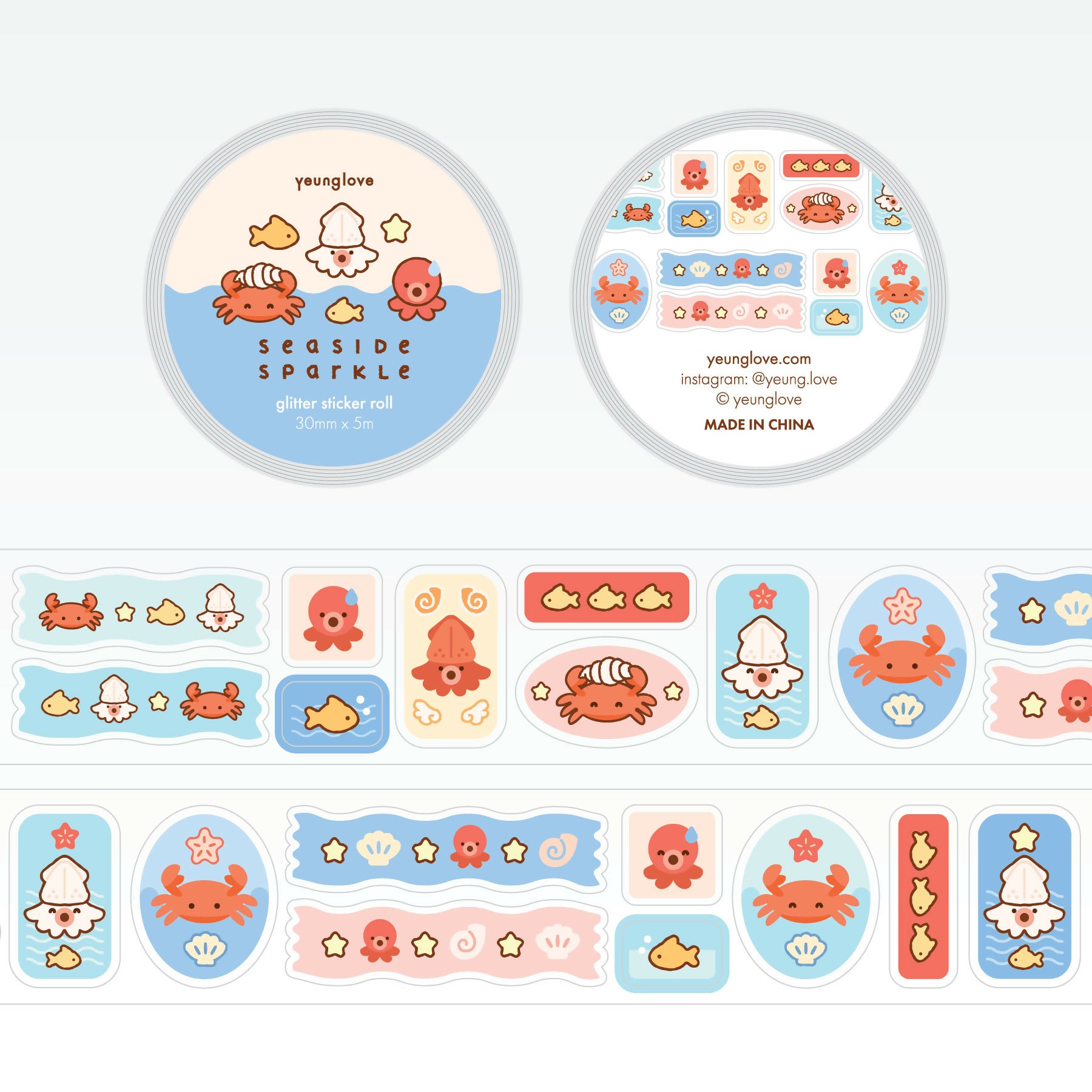Seaside Sparkle Glitter Sticker Roll