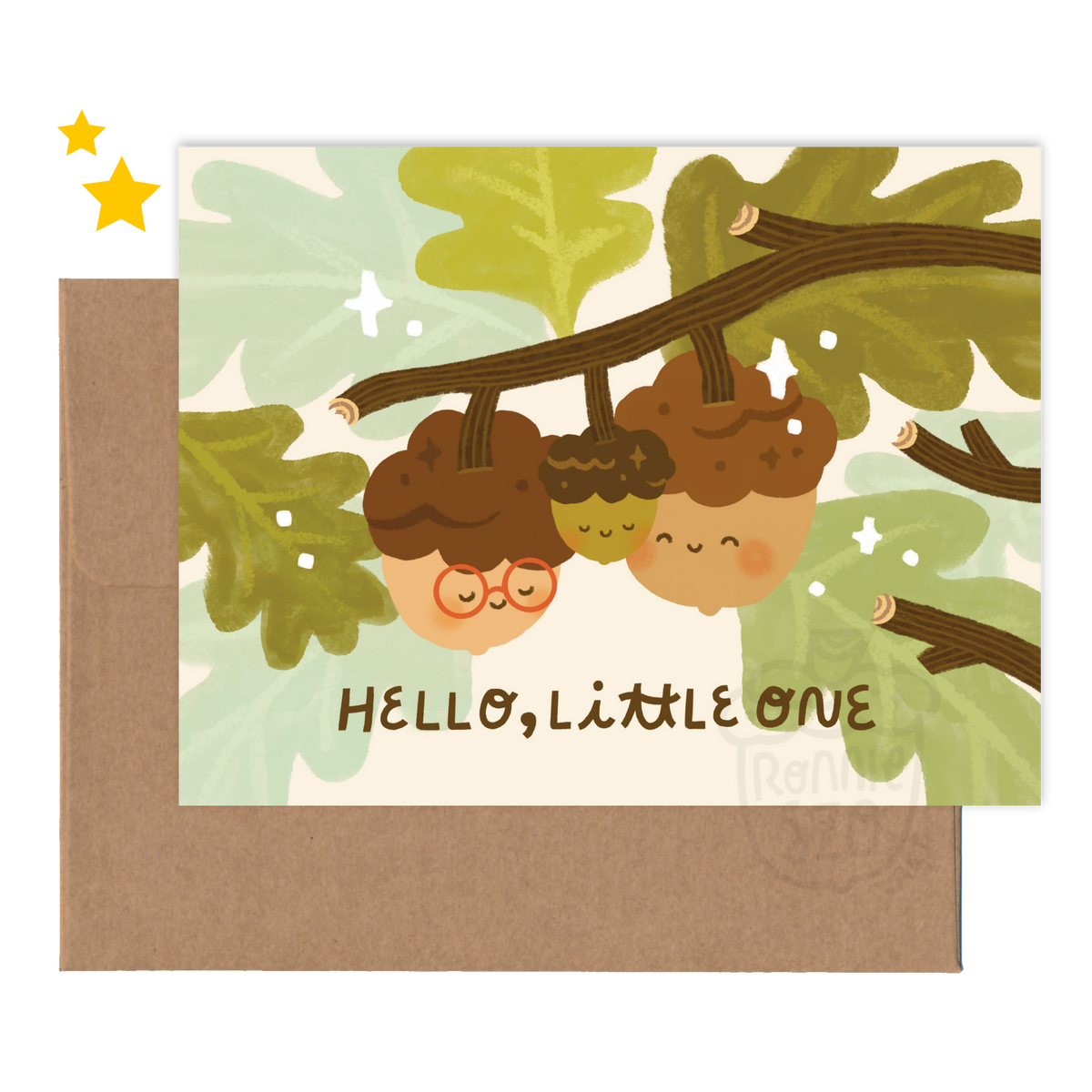 Hello Little One Acorns Greeting Card