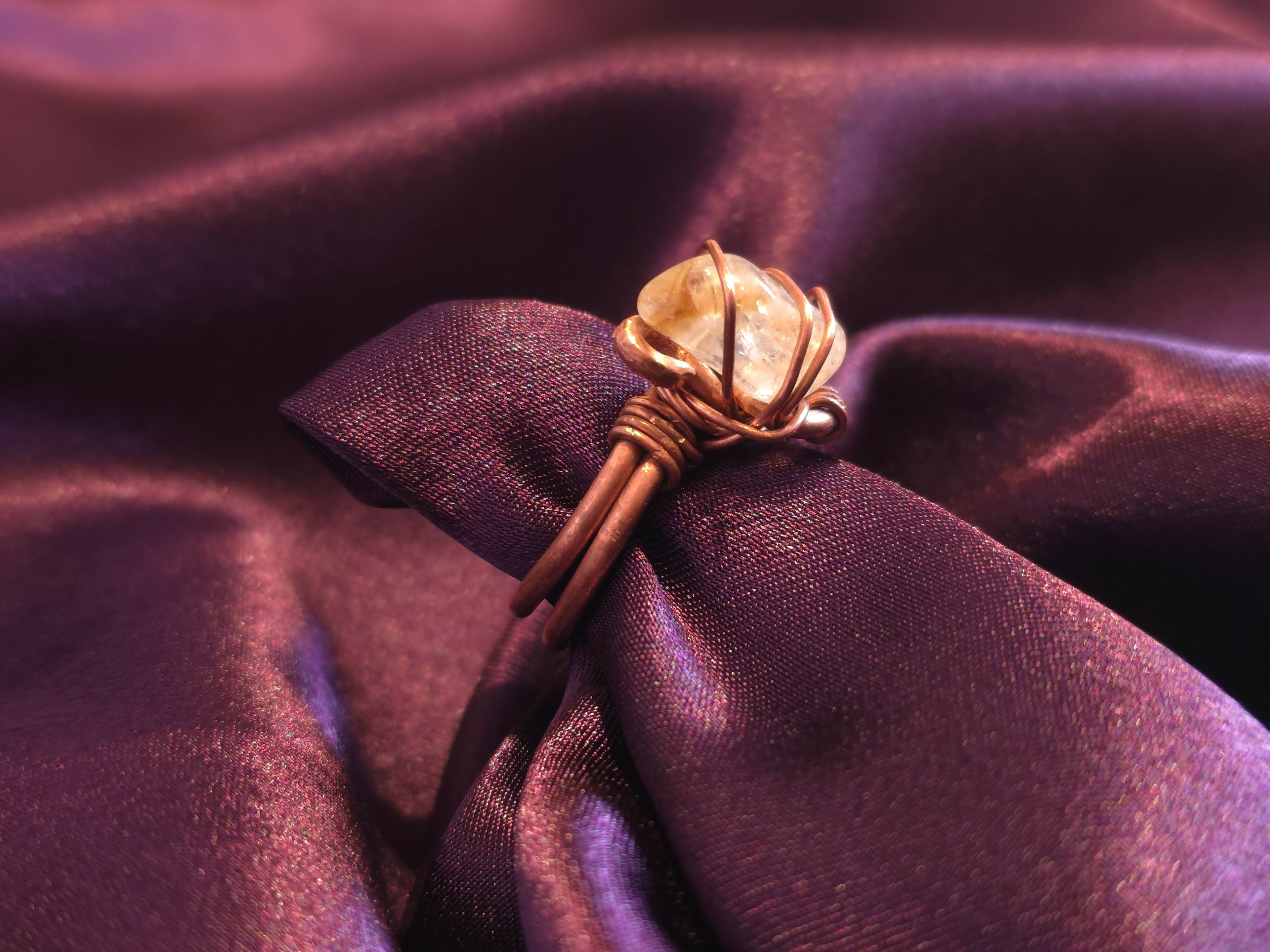 Citrine Copper Ring
